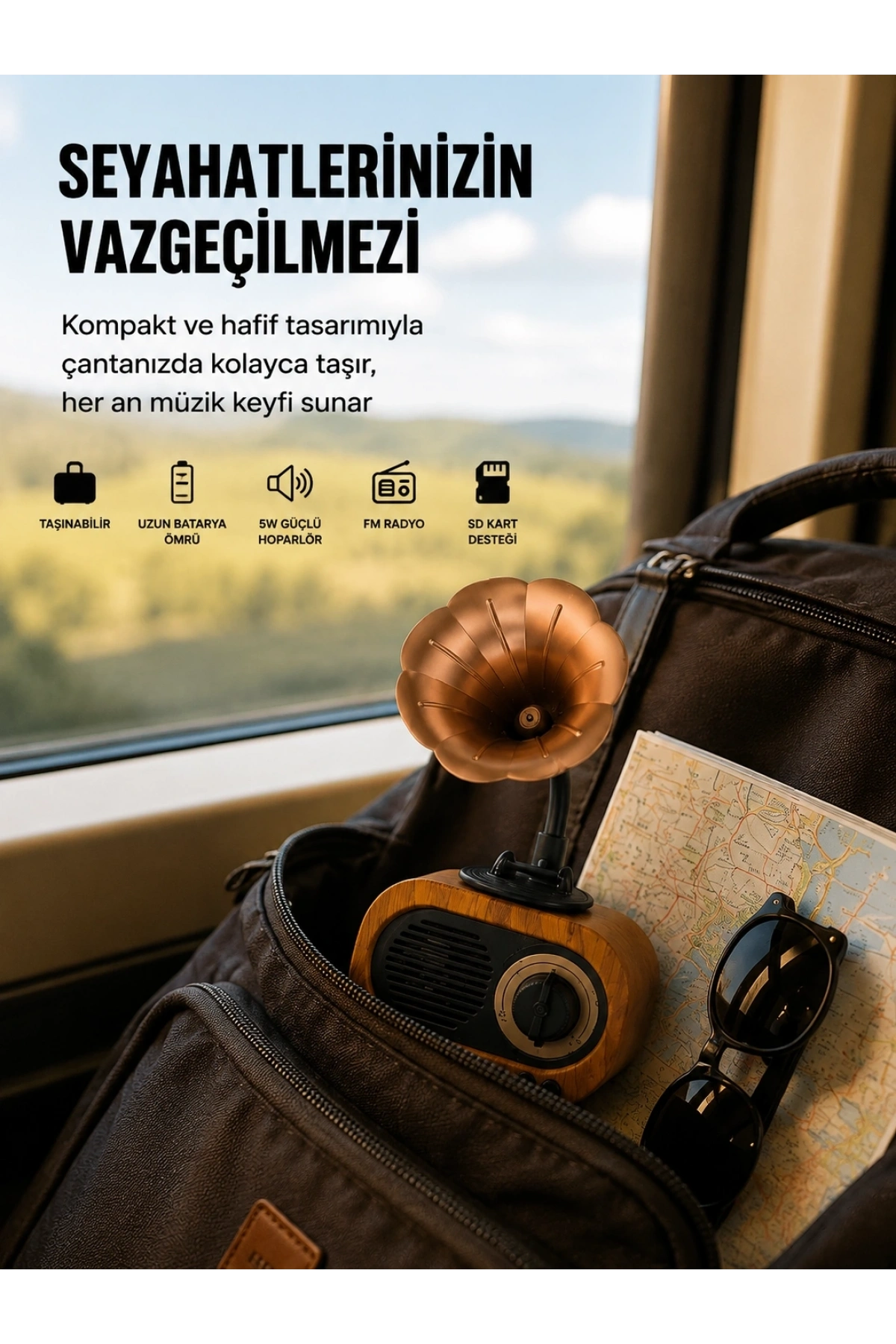 Şarjlı Mini Retro Radyo Bluetooth Hoparlör Çoklu Bağlantı Seçenekli Yeni Nesil