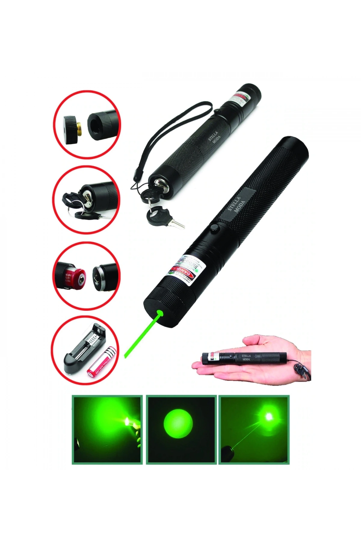 Şarjlı Yeşil Lazer Pointer 100 Mw (5047)