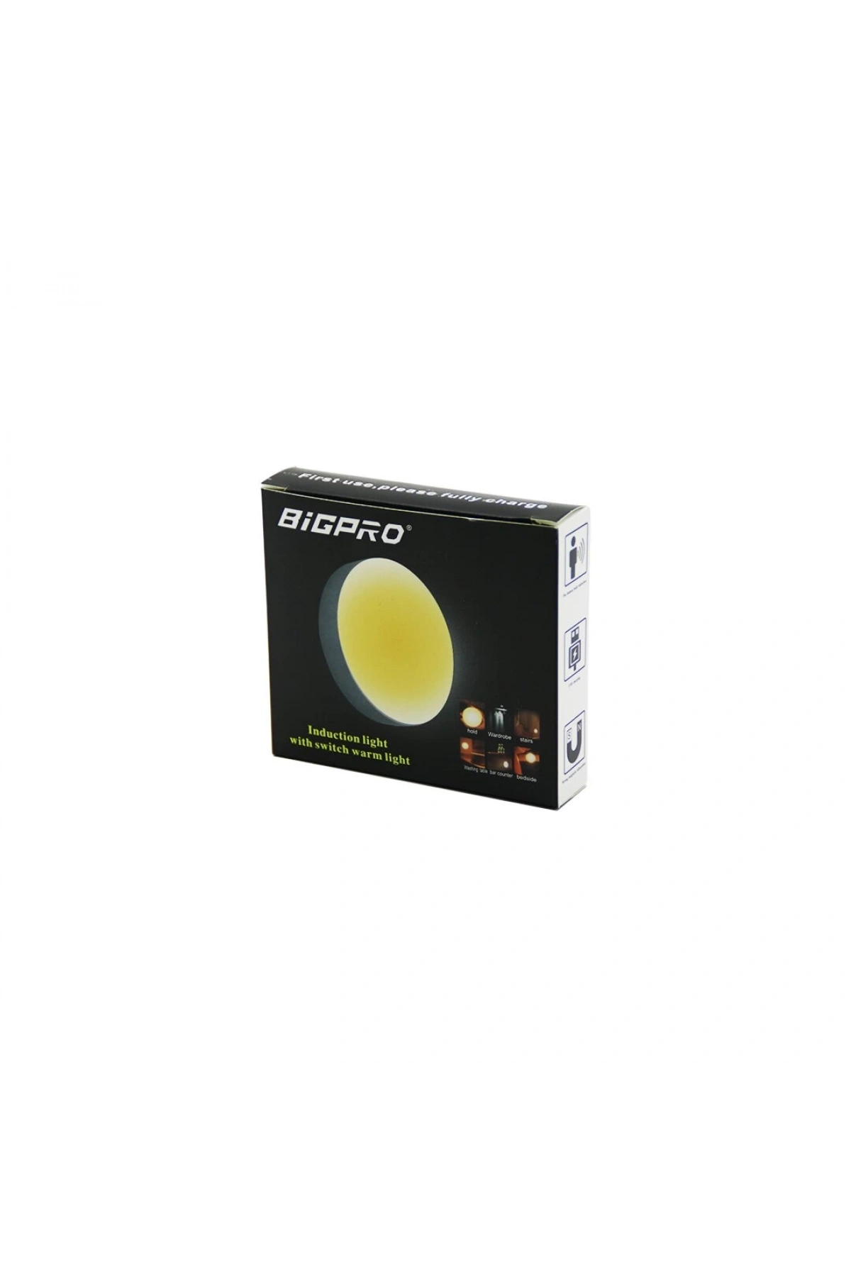 SENSÖRLÜ=0--3MT  USB ŞARJLI  SARI LED YUVARLAK LAMBA ÇAP: 8.3CM - KALINLIK: 2CM (5047)