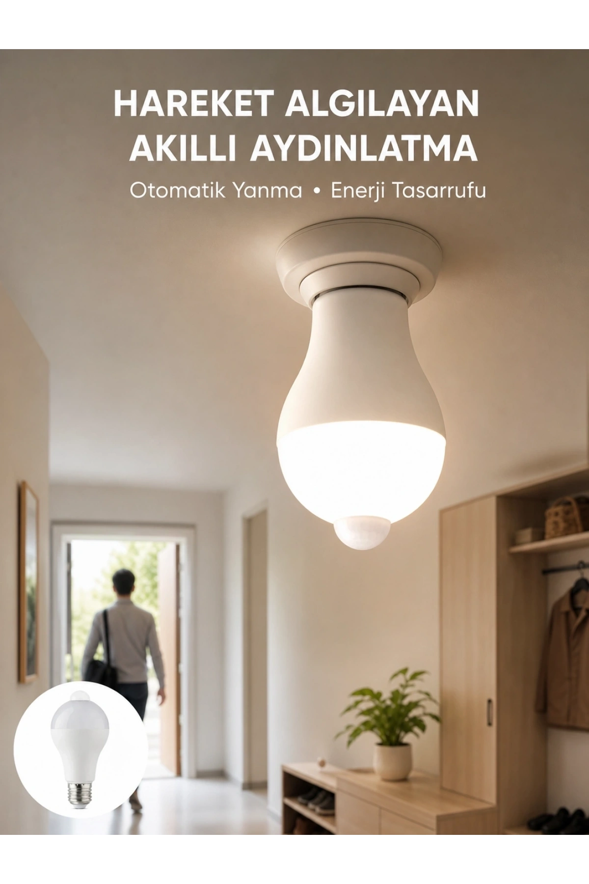 Sensörlü LED Lamba Otomatik Algılama Enerji Tasarruflu Aydınlatma