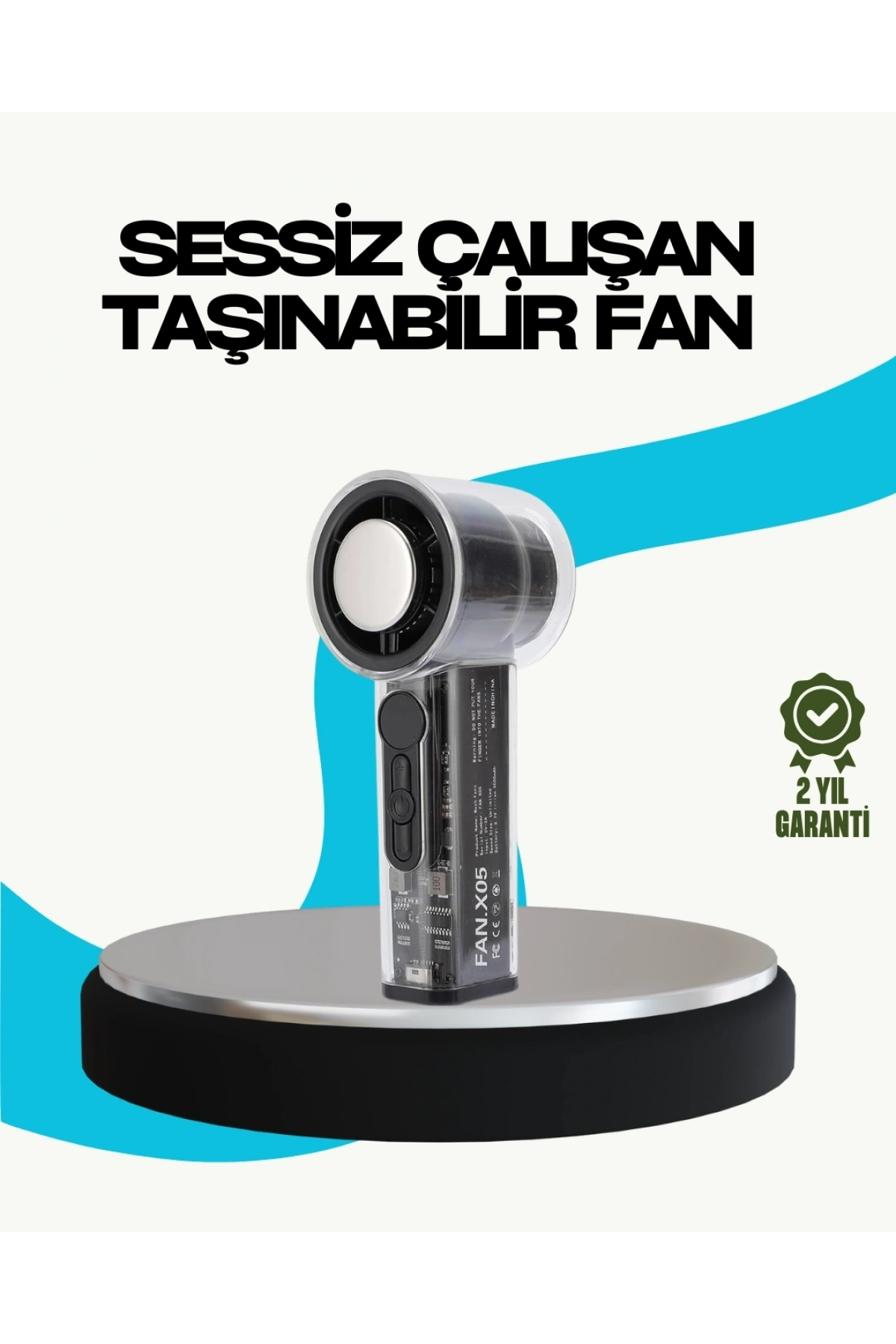 Sessiz Çalışan Taşınabilir Fan | USB Şarjlı ve Kompakt Tasarım