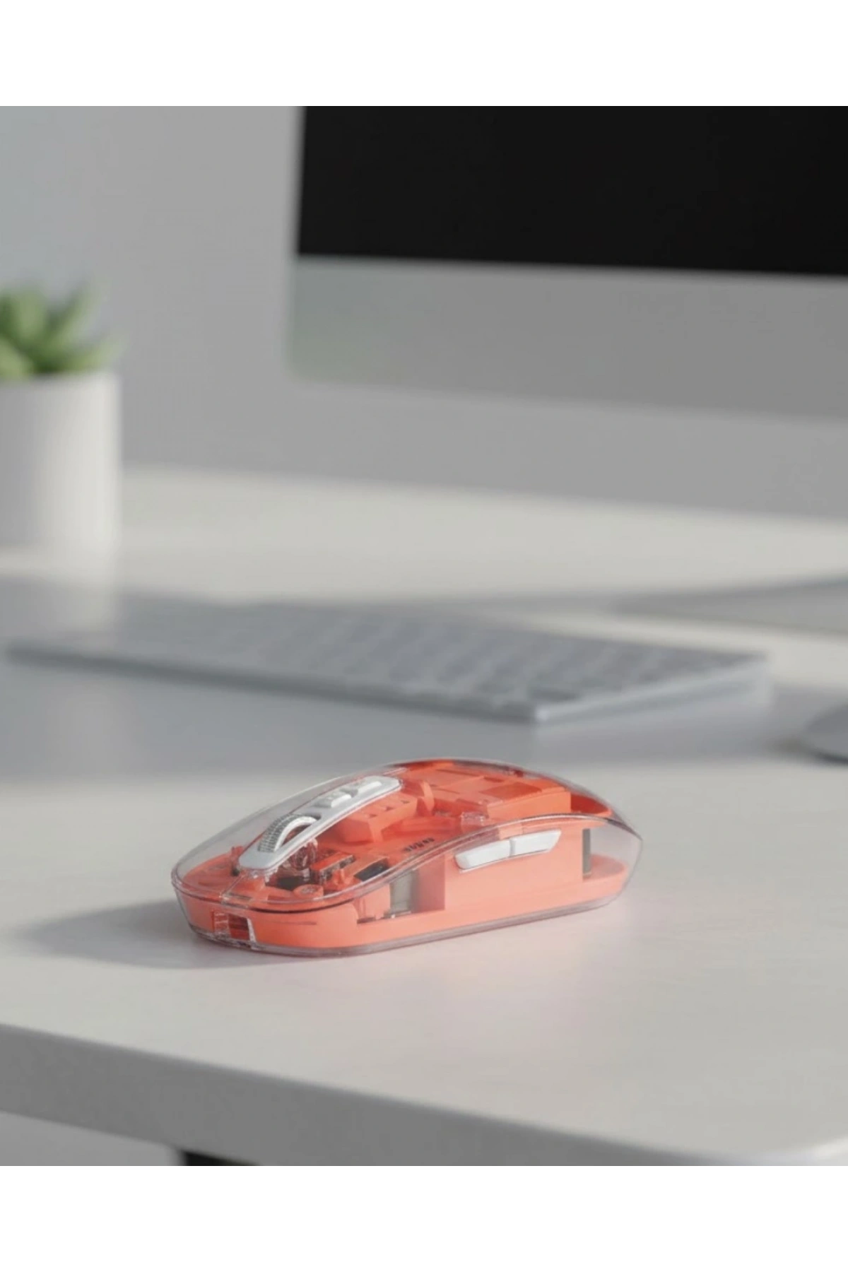 Sessiz Tıklamalı Şeffaf Mouse Bluetooth ve USB Uyumlu