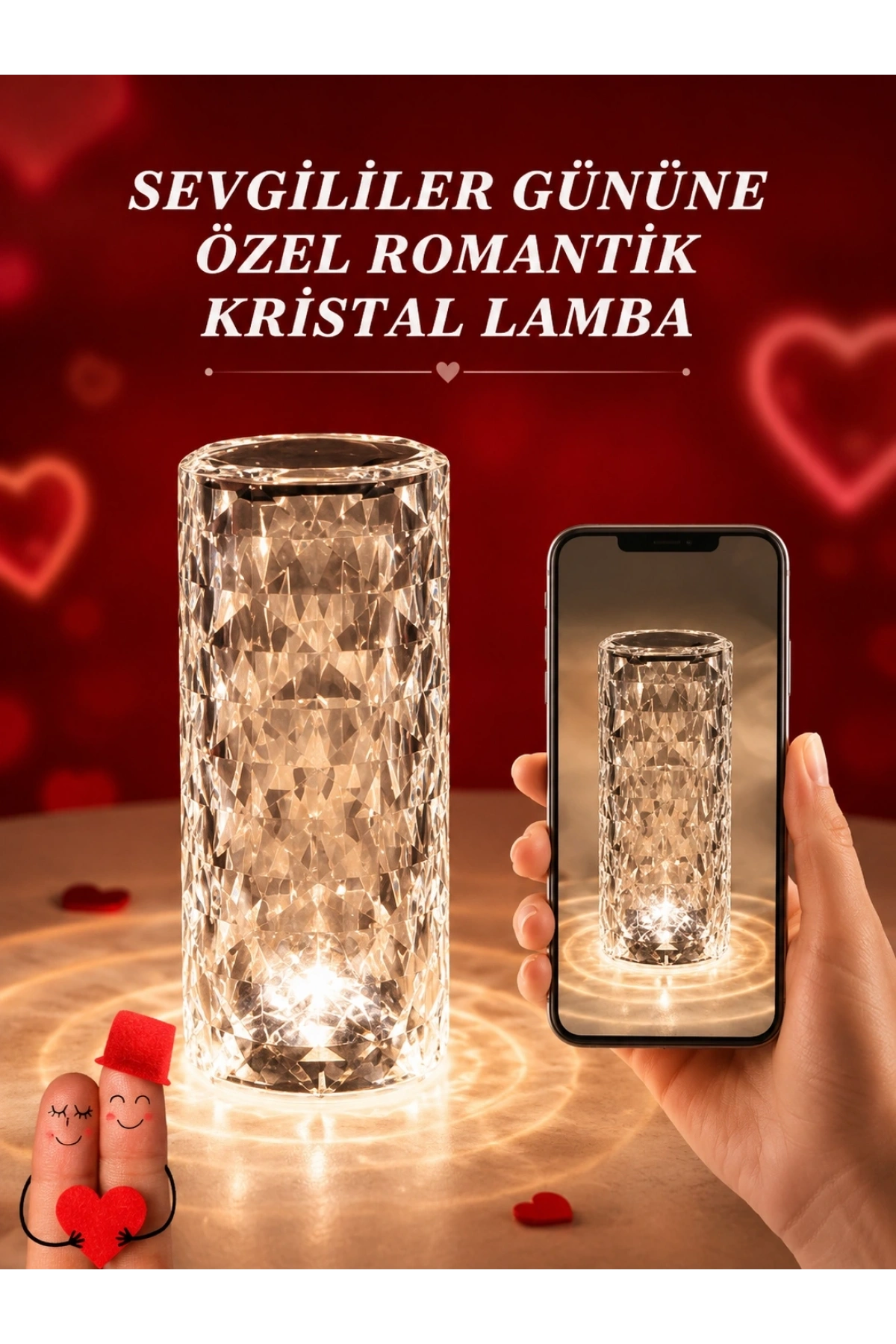 Sevgililer Günü İçin Hediye Kristal Lamba Sevgiliye Hediye USB Şarjlı Gece Lambası (Kopya)