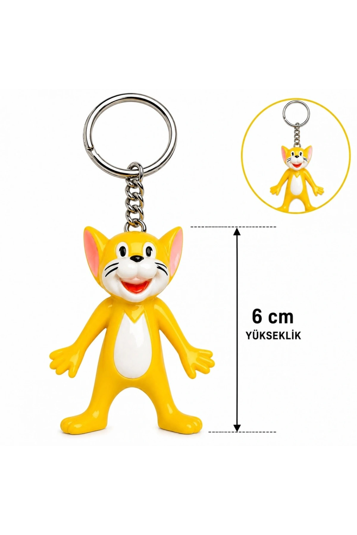 Sevimli Sarı Kedi Figürlü Anahtarlık 6 Cm (5047)