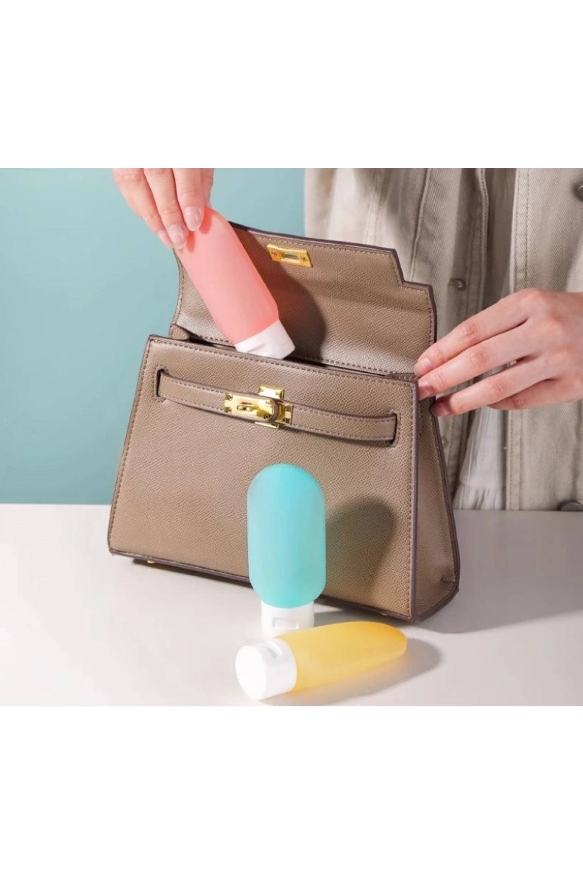 Seyahat Tipi Doldurulabilir Krem Şampuan Kutusu 3 lü Set (5047)