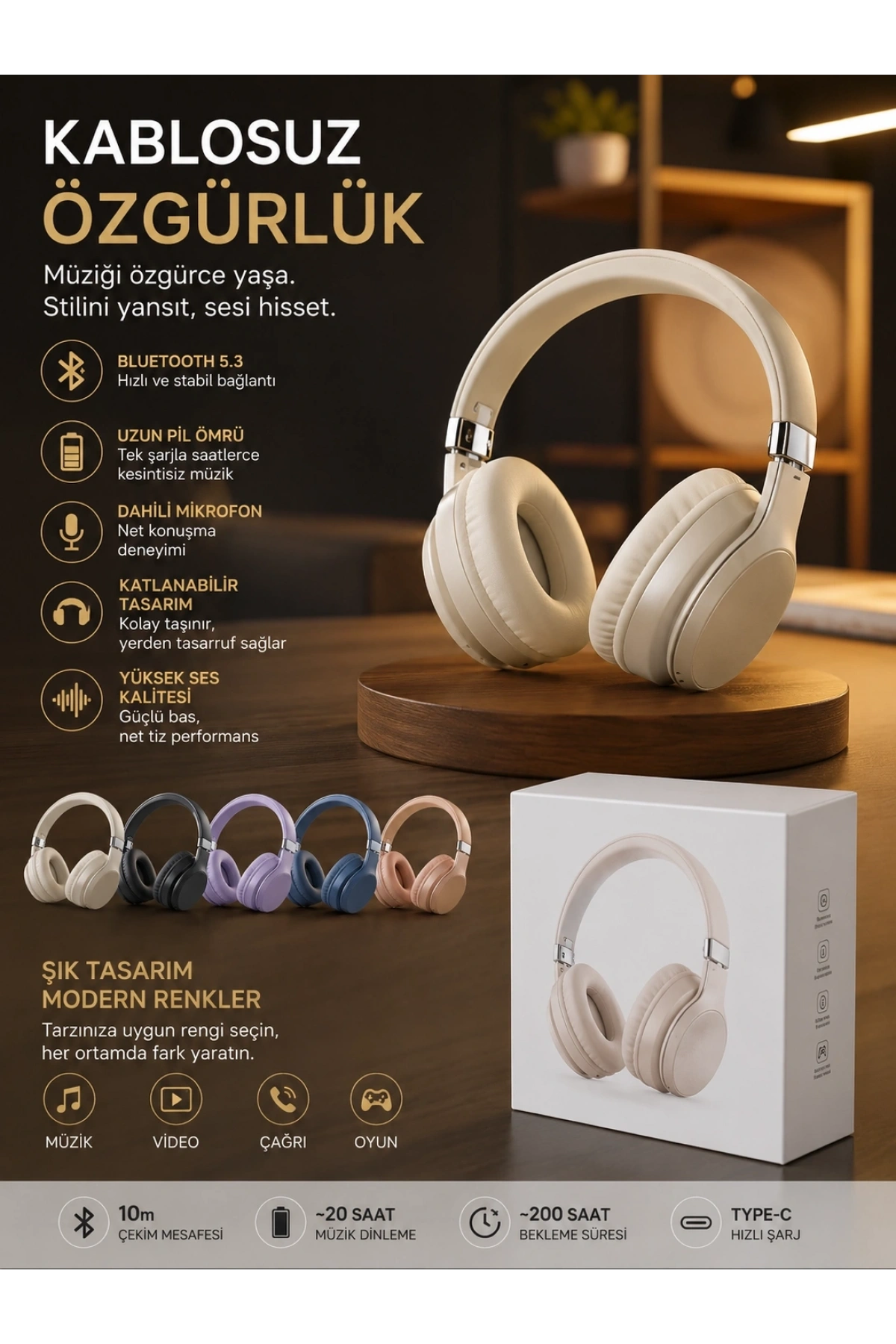 shopwave Kulaküstü bluetooth Kulaklık (0177)
