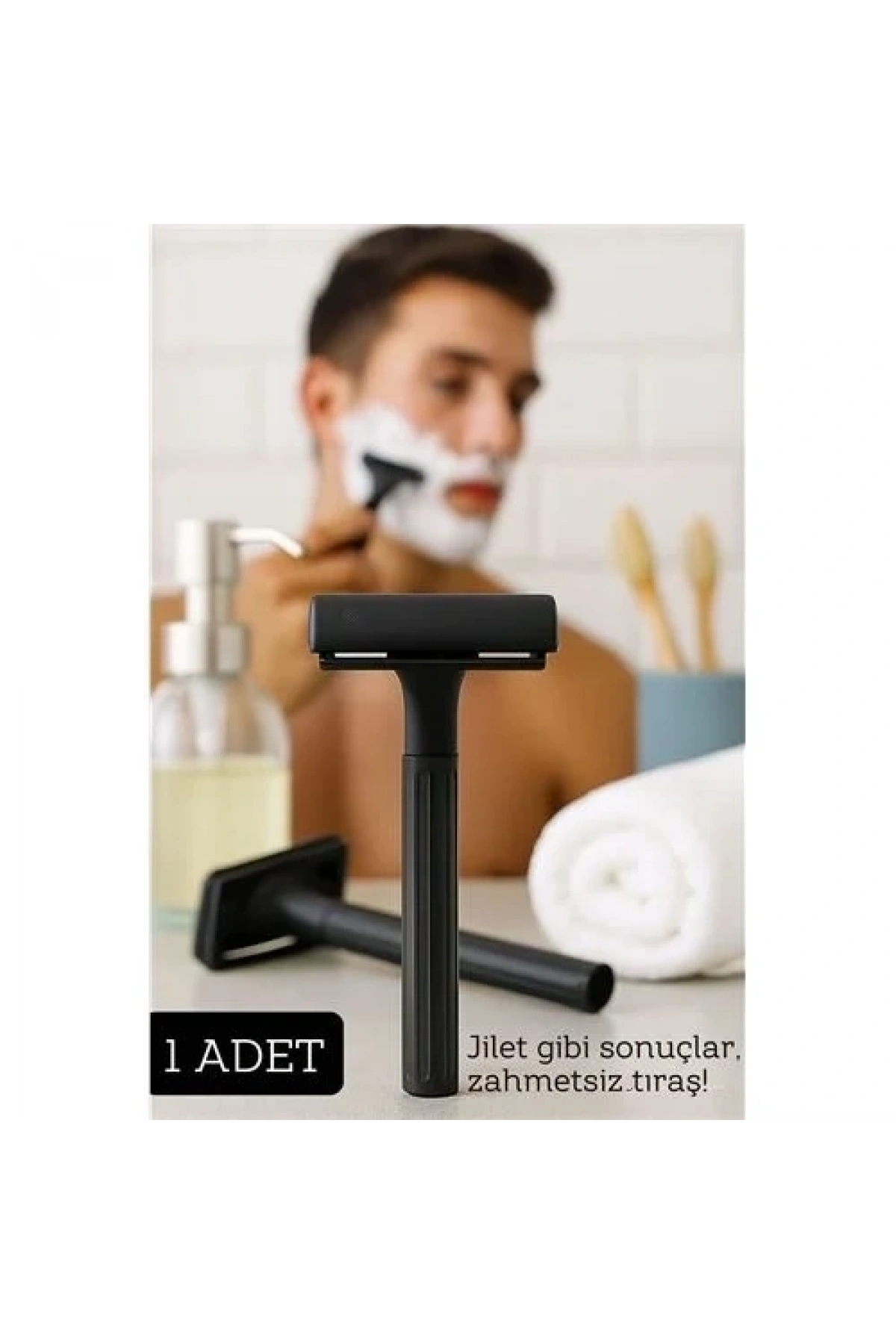 Şık Siyah Plastik Tıraş Aleti – Jilet Takılabilir, Ergonomik Saplı