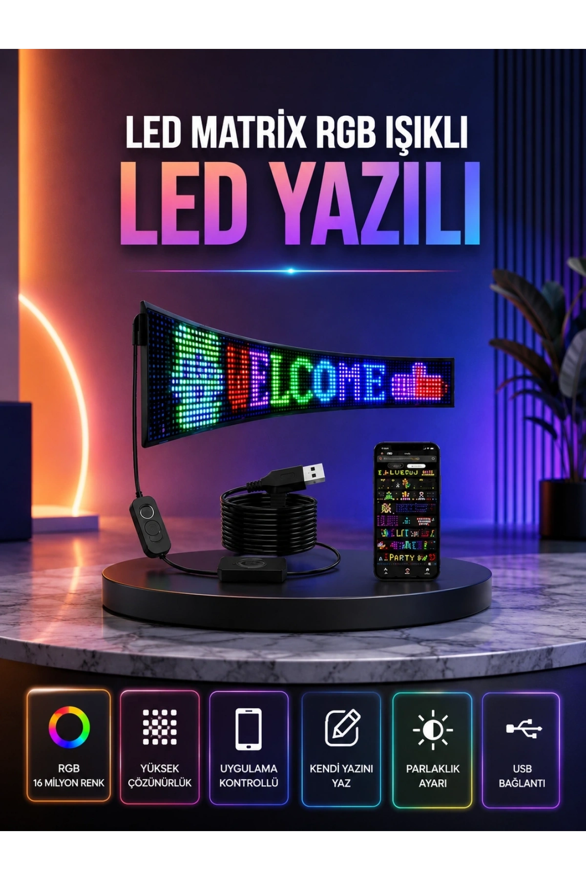Şık ve Fonksiyonel RGB LED Panel Canlı Renk Yansımalı Işık Sistemi