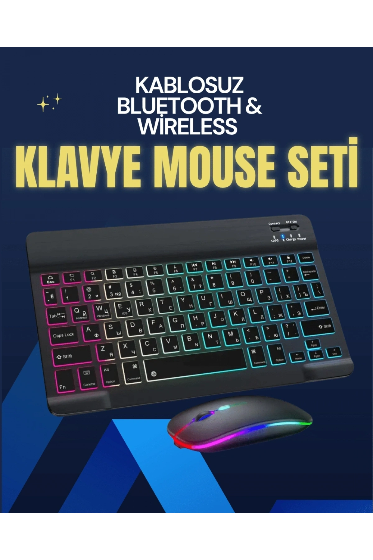 Şık ve Sessiz Tasarımlı Işıklı Klavye Mouse Seti – Şarjlı, Wireless