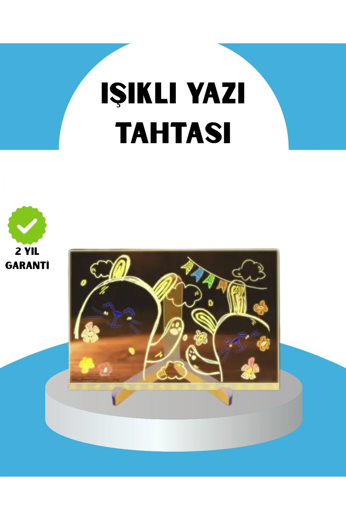 Silinebilir LED Mesaj Tahtası 7 Renkli Kalem Dahil
