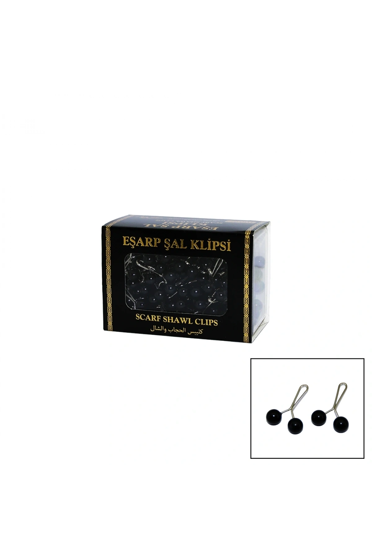 SİYAH 100 PARÇA  EŞARP BAŞÖRTÜ - ŞAL KLİPSİ (5047)