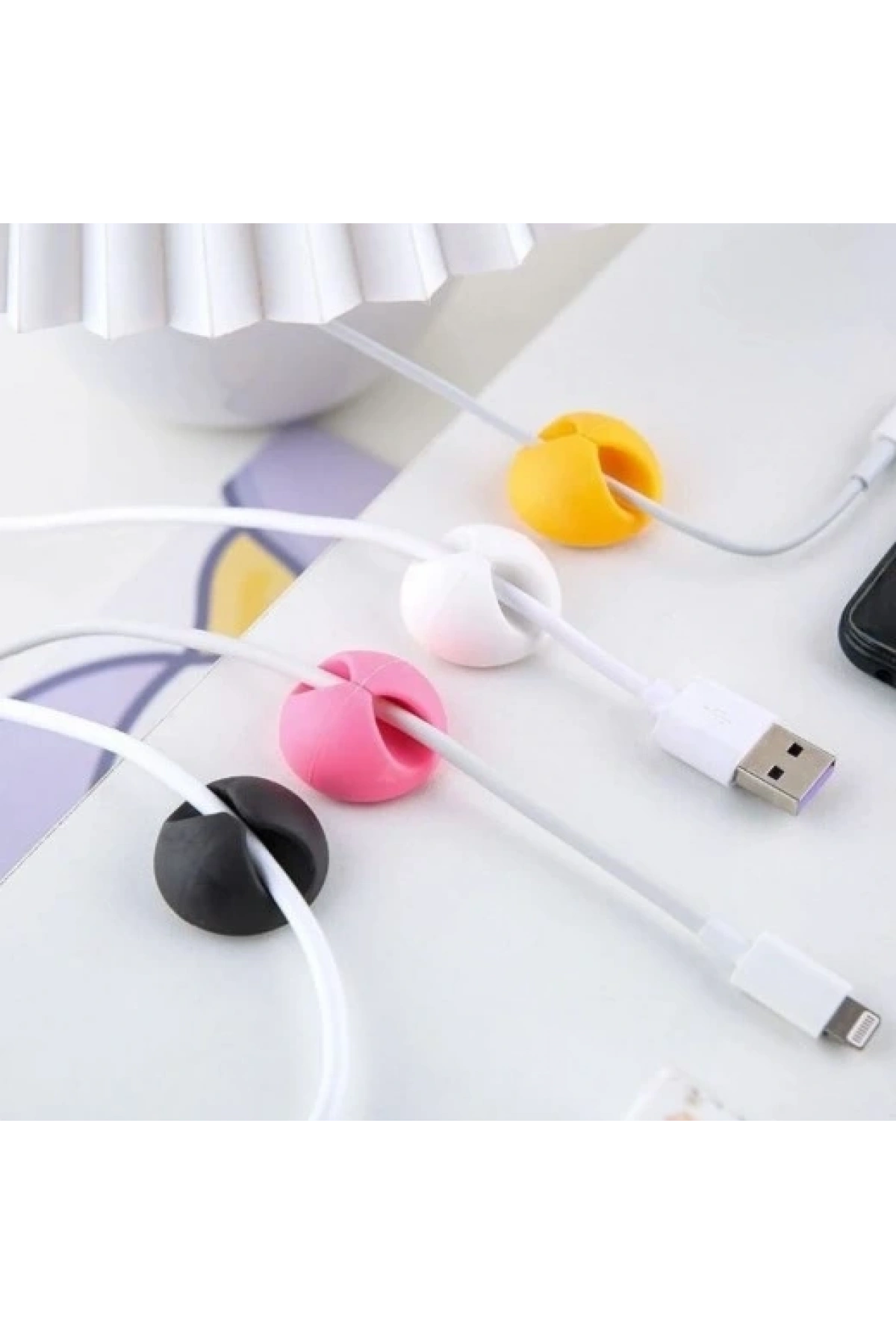 Siyah Beyaz Kablo Sabitleme Klipsi 10 lu (5047)