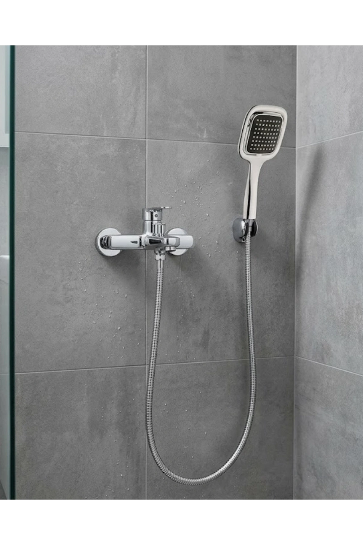 Siyah Duş Seti El Duşu Başlığı Spiral Hortum Dayanıklı Banyo Duş Aksesuarı