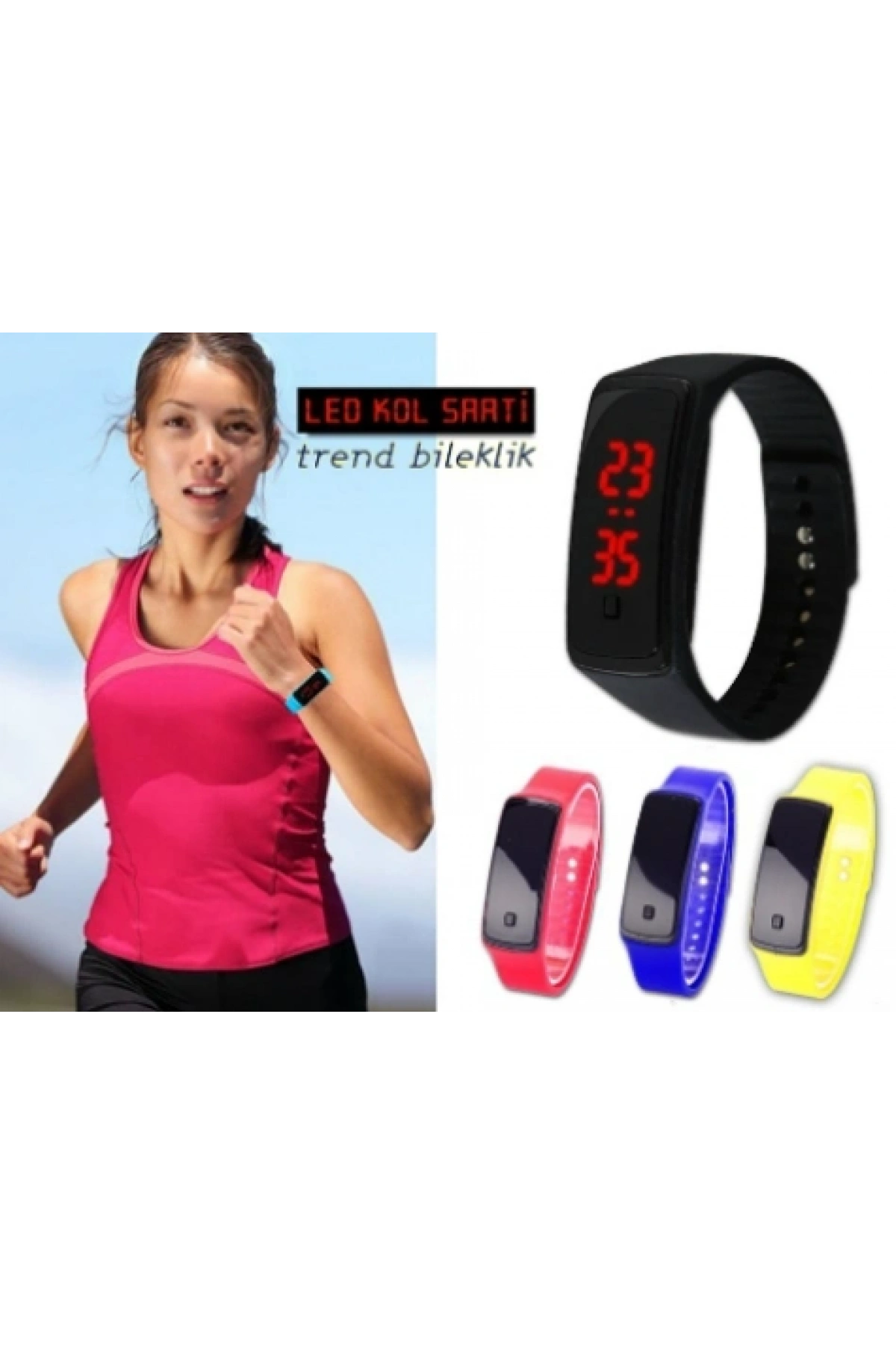 Siyah Ekranlı Led Kol Saati (Kırmızı)