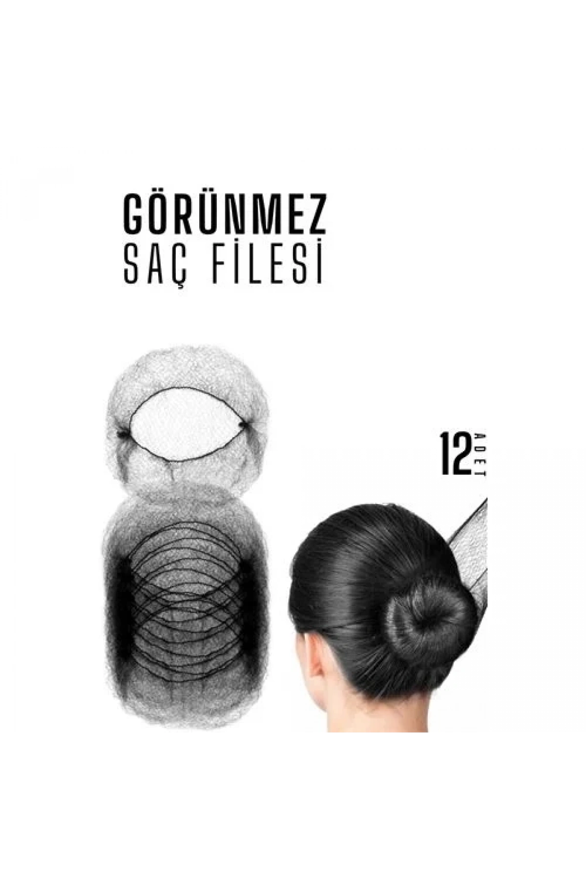 Siyah Saç Filesi Görünmez 12 Adet