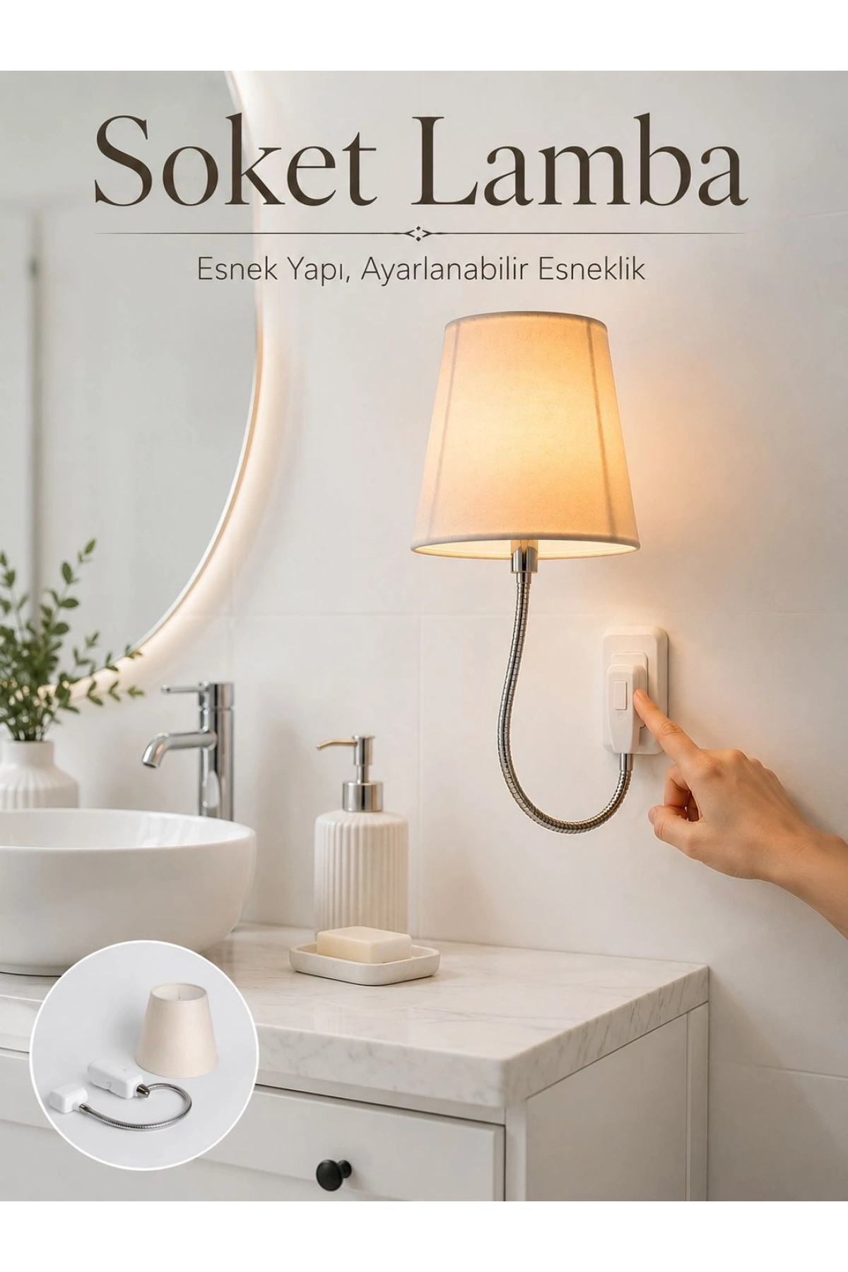 Soket Tipi Ayarlanabilir Başlıklı Dekoratif Gece Lambası