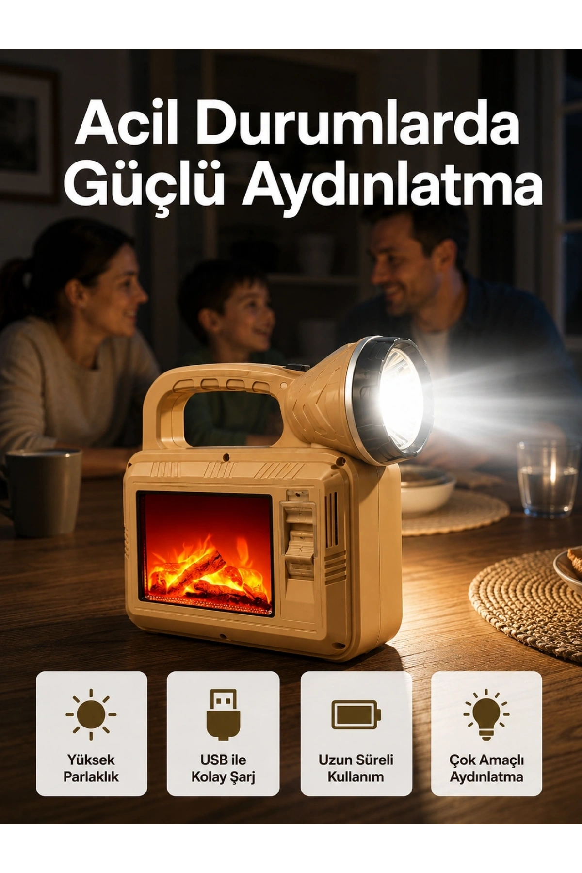 Solar Alev Lambası – Kamp, Bahçe ve Dış Mekan İçin