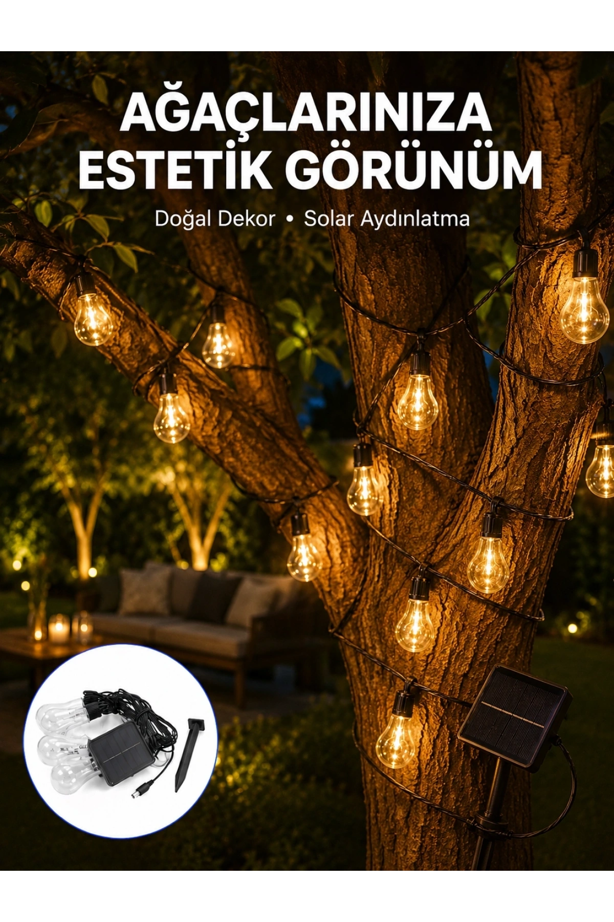 Solar Dekoratif LED Ampul Işık Bahçe Çit Balkon ve Veranda Süsleme Aydınlatması