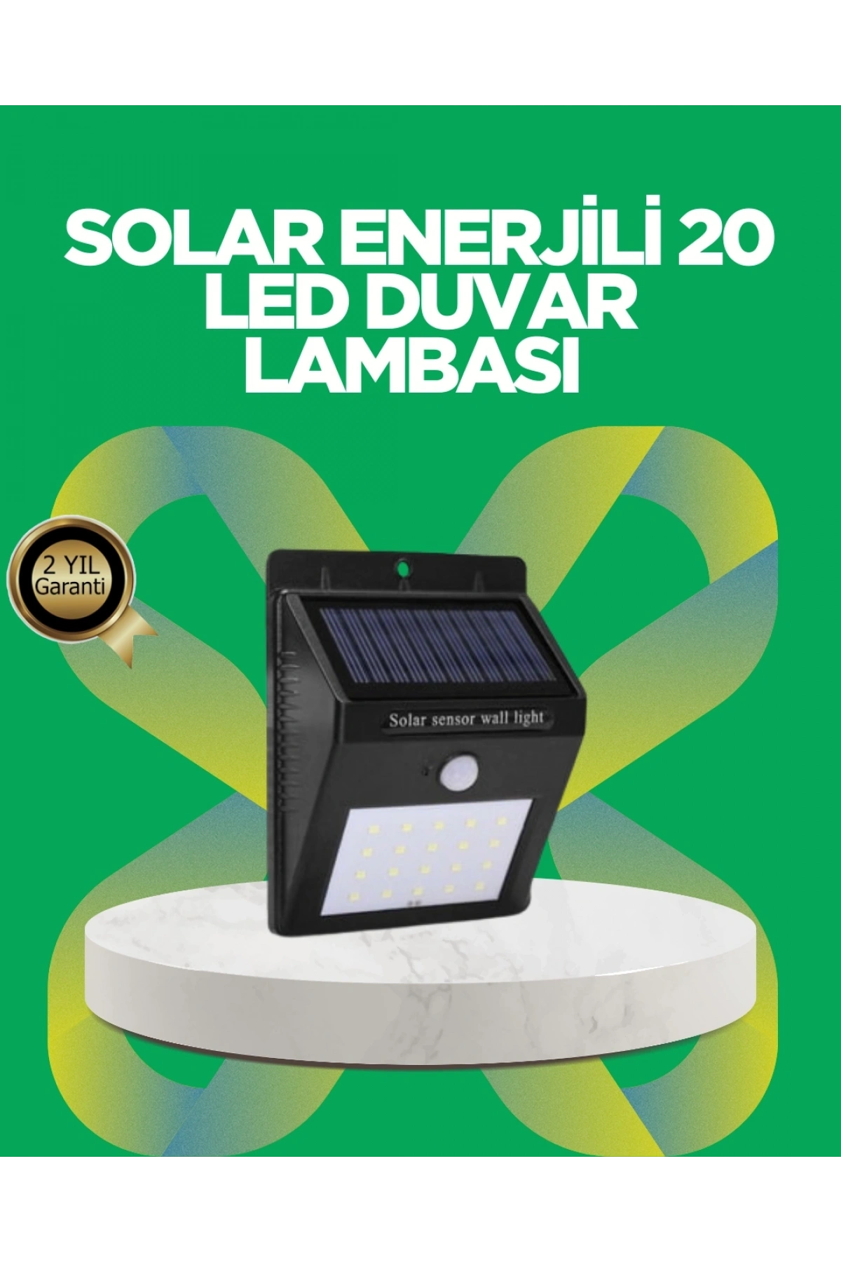 Solar Enerjili 20 LED Hareket Sensörlü Duvar Lambası