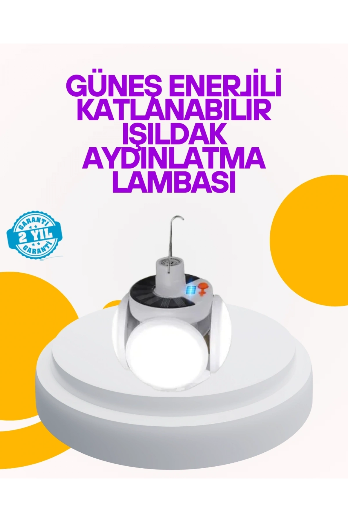 Solar Enerjili Katlanabilir Led Kamp ve Bahçe Lambası