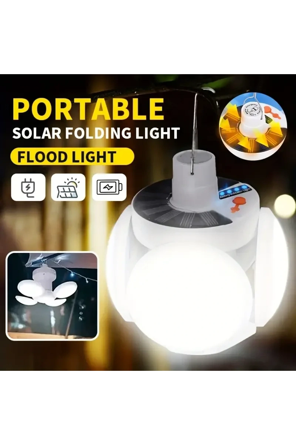 Solar Güneş Enerji Ve Usb Sarjlı 5 Kanatlı Led Lamba (5047)