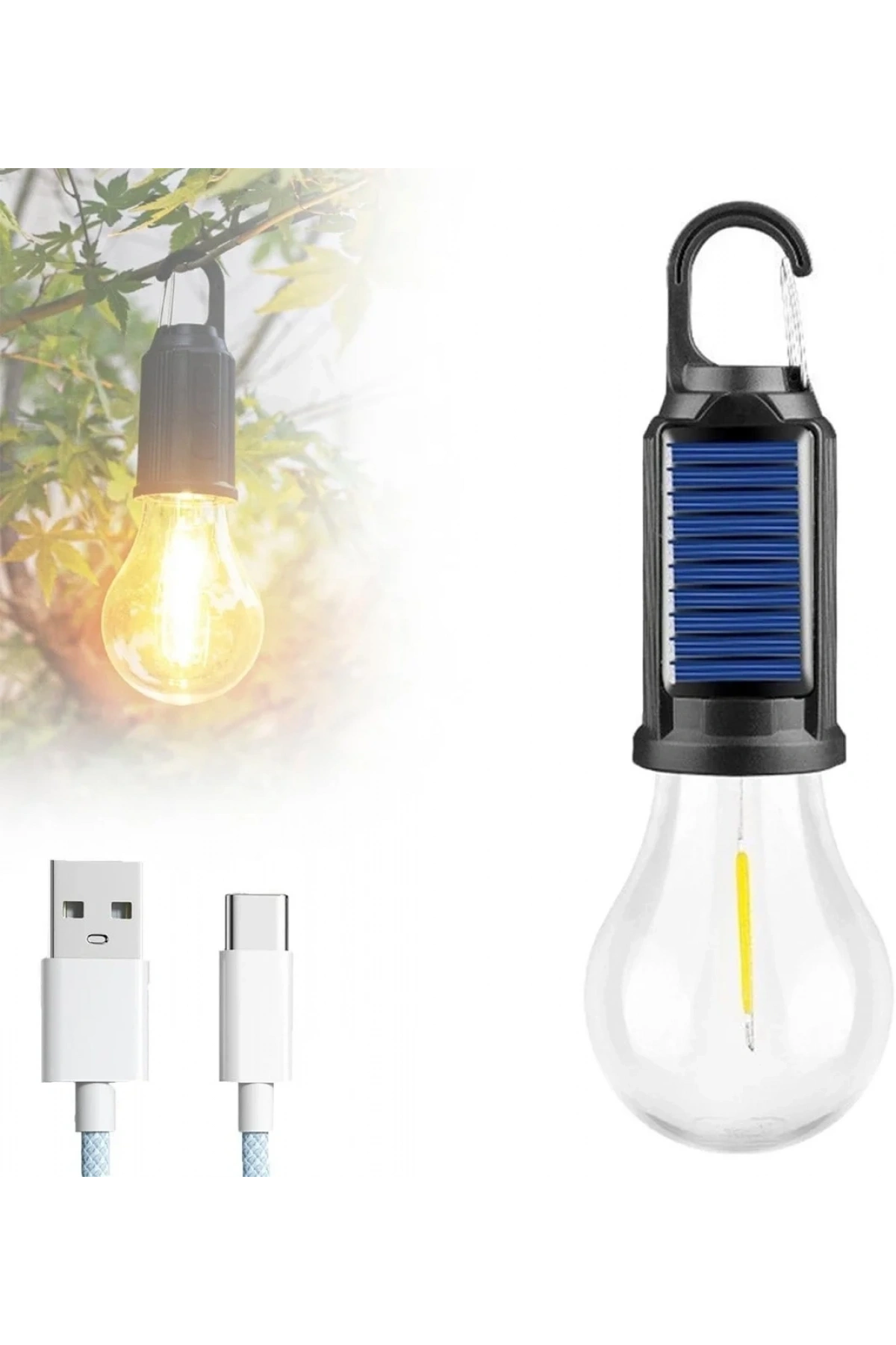 Solar Güneş Enerjili Led Ampul 3 Modlu Uzaktan Kumandalı Solar Camping Lamp (5047)