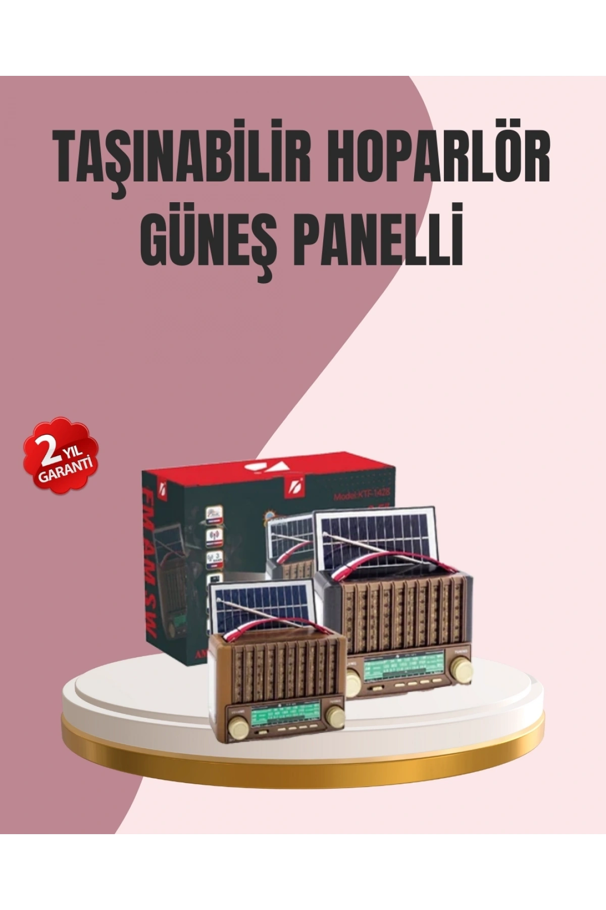 Solar Panel Şarjlı Taşınabilir Radyo Bluetooth Hoparlör Müzik Kutusu