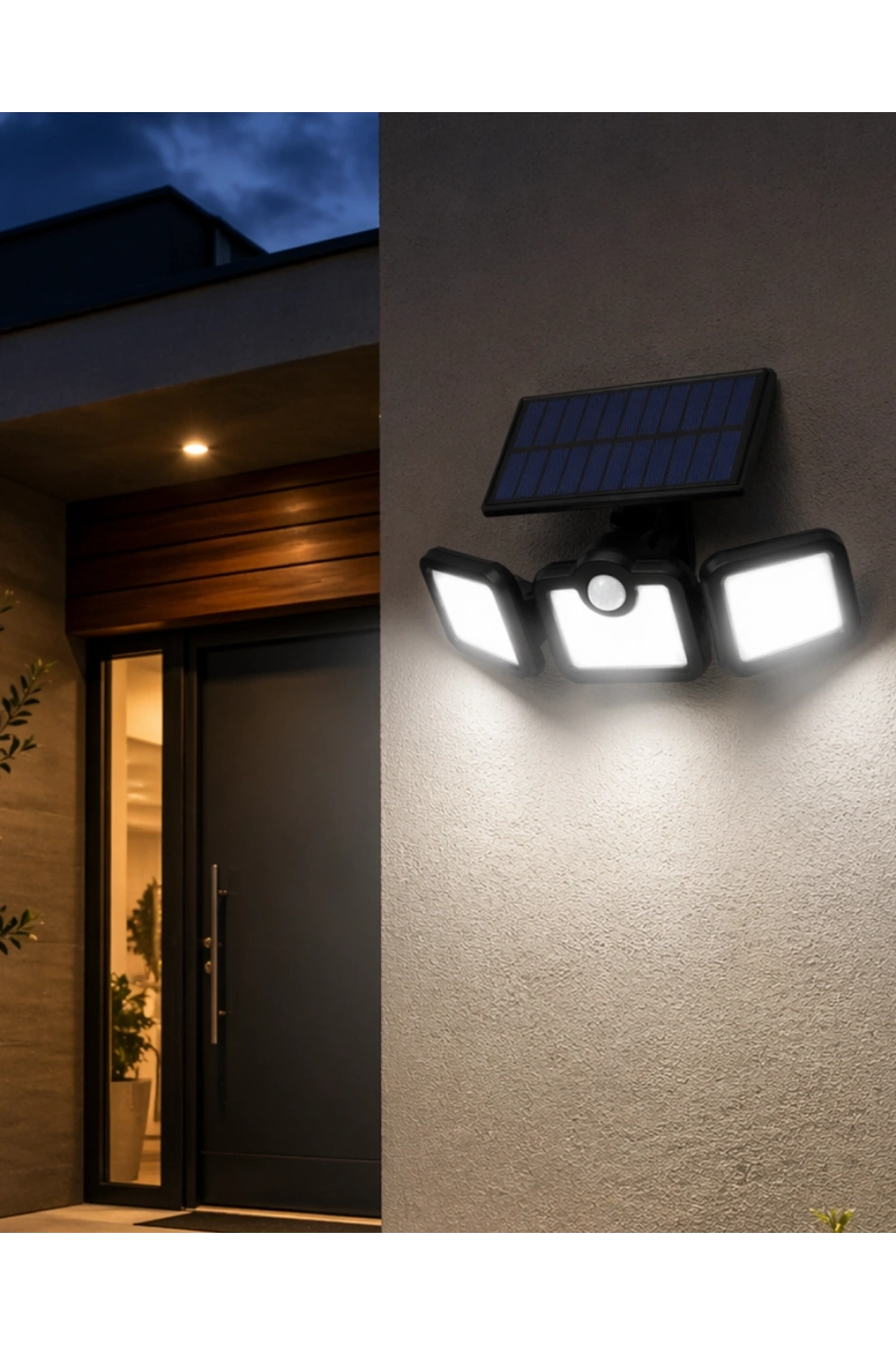Solar Sensörlü LED Projektör Hareket Algılayıcılı Güneş Enerjili Bahçe Lambası Dış Mekan Aydınlatma