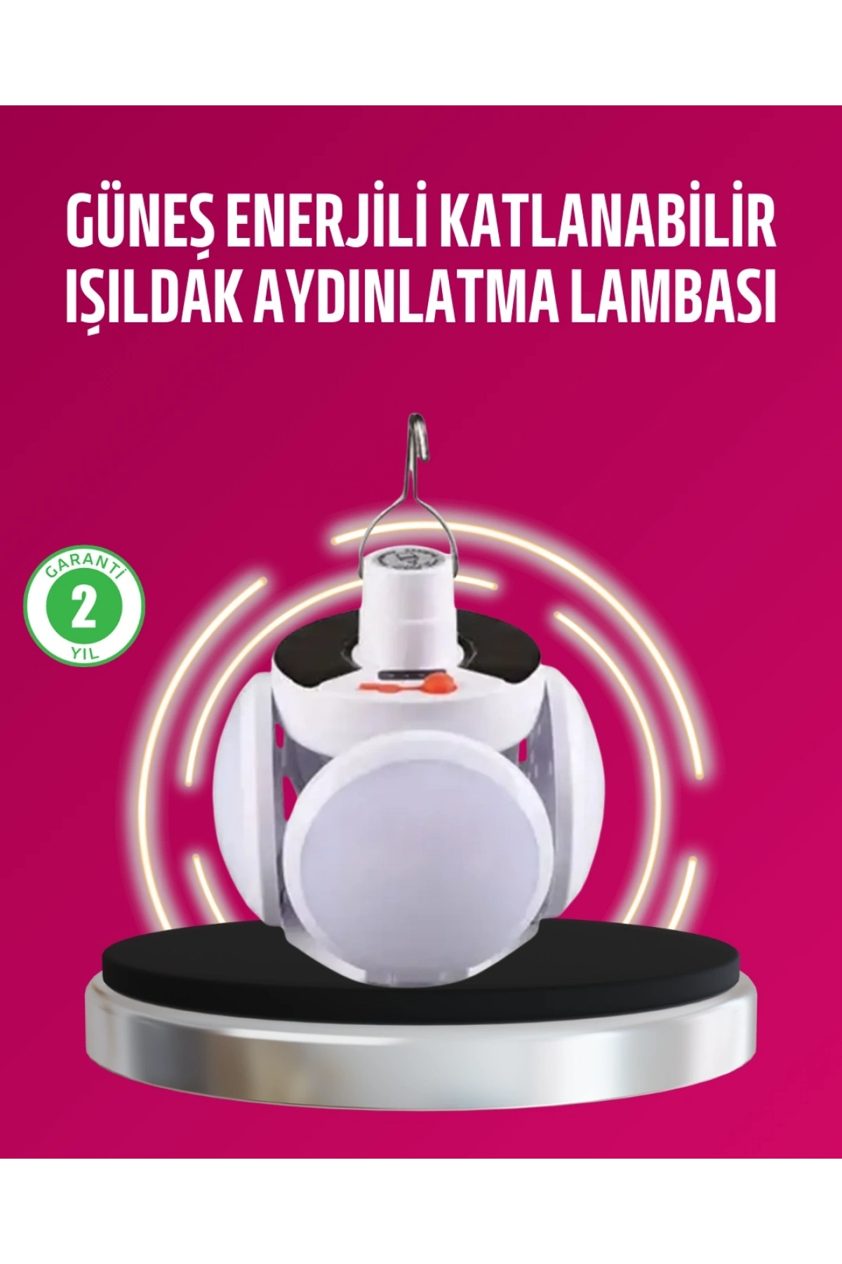 Solar ve USB Şarjlı Su Geçirmez Katlanabilir LED Lamba