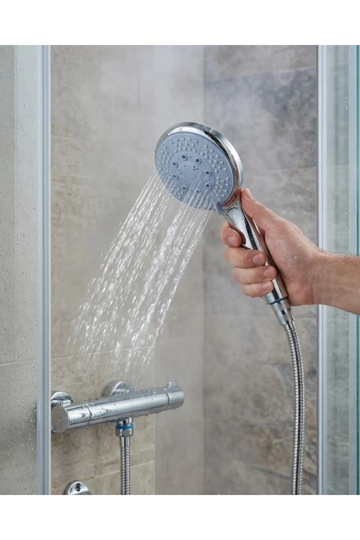 Spiral Hortumlu 4 Kademeli El Duşu Seti Duvar Askılı Banyo Duş Başlığı
