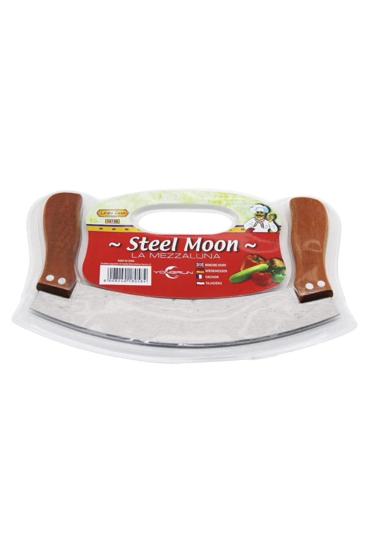 STEEL MOON ÇİFT AHŞAP SAPLI ZIRH BIÇAK KESİCİ - DOĞRAYICI 24 x 14 x 1,5 cm (5047)