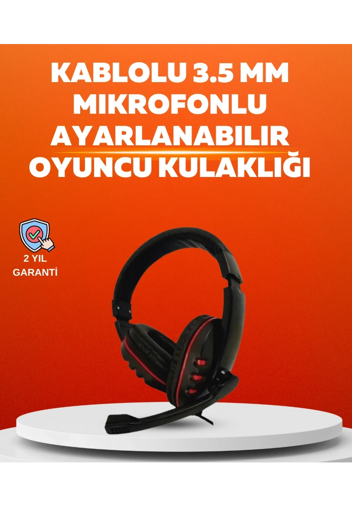 Stereo KırmızıKulaklığı Yumuşak Pedli Mikrofonlu
