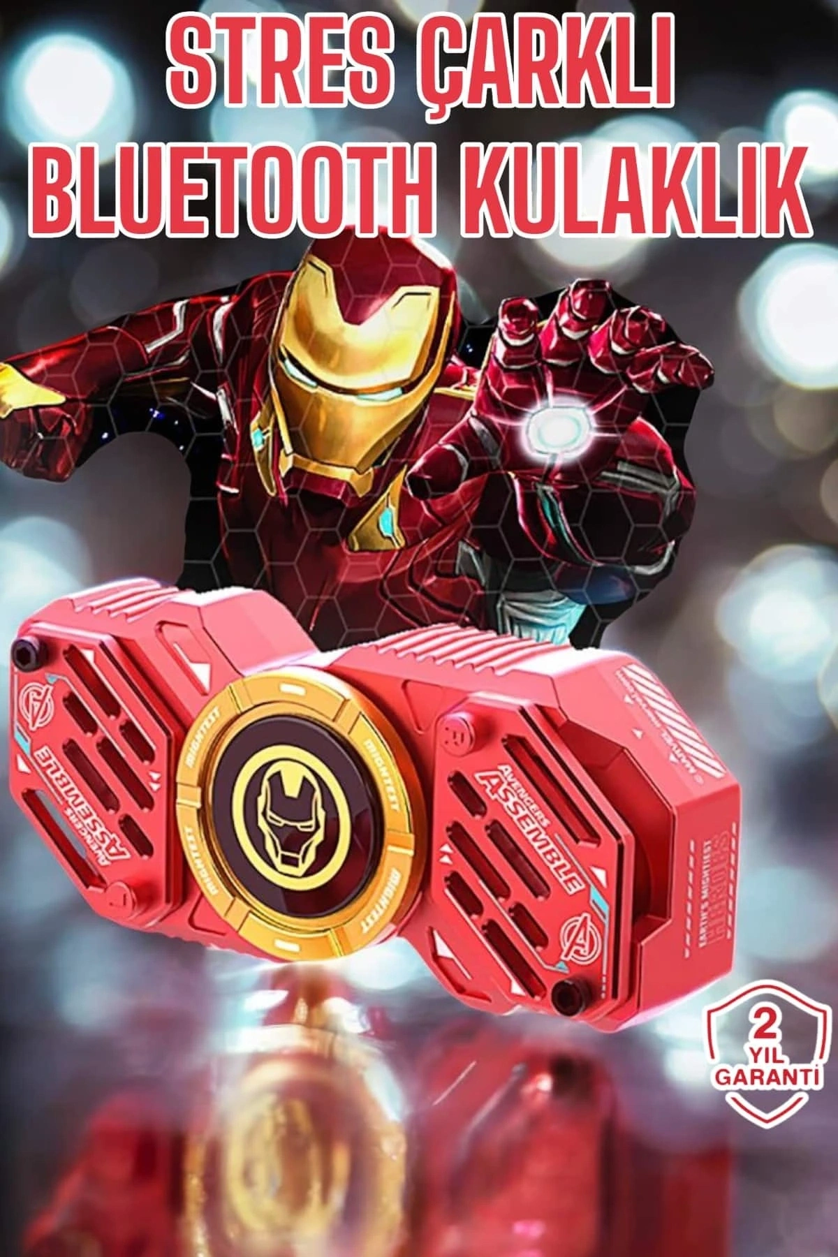Stres Çarklı Bluetooth Kulaklık Kablosuz Kırmızı Yüksek Ses Kaliteli