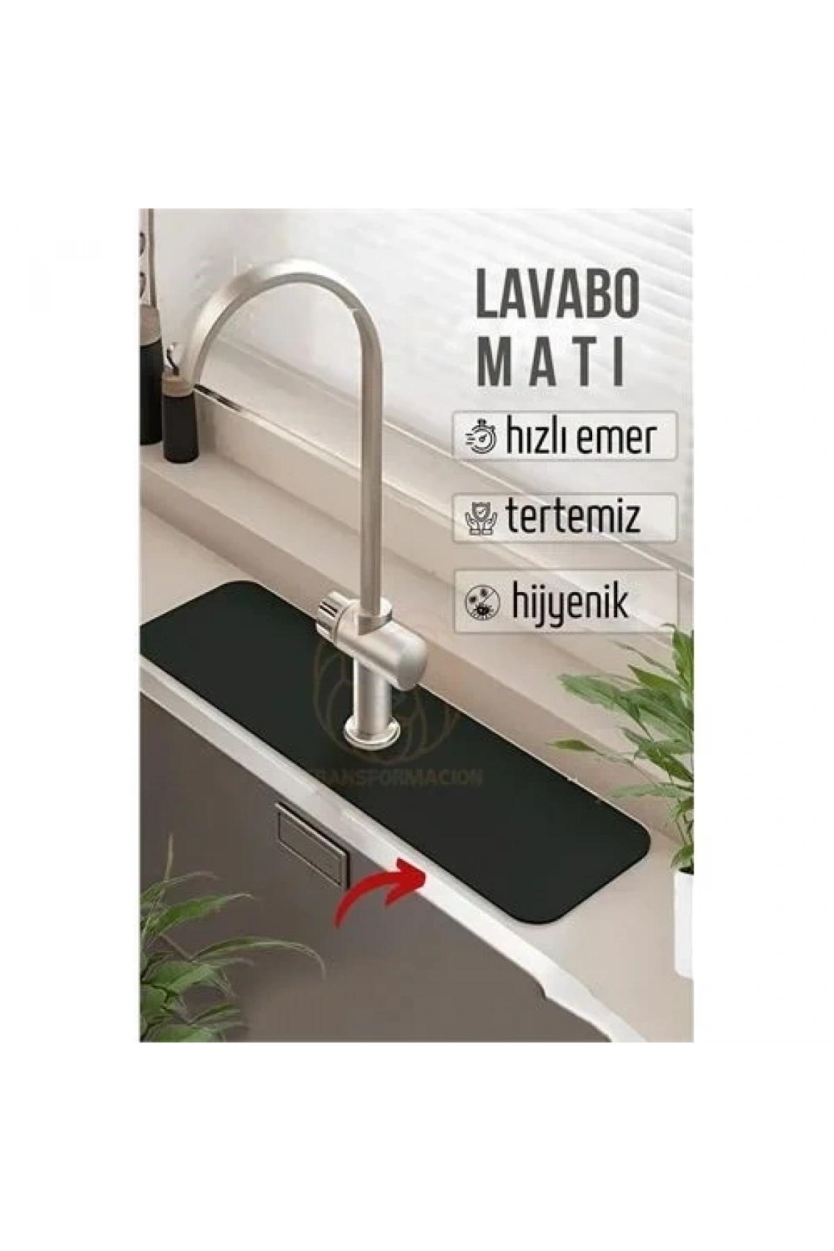Su Emici Lavabo Matı Hızlı Emen Musluk Matı