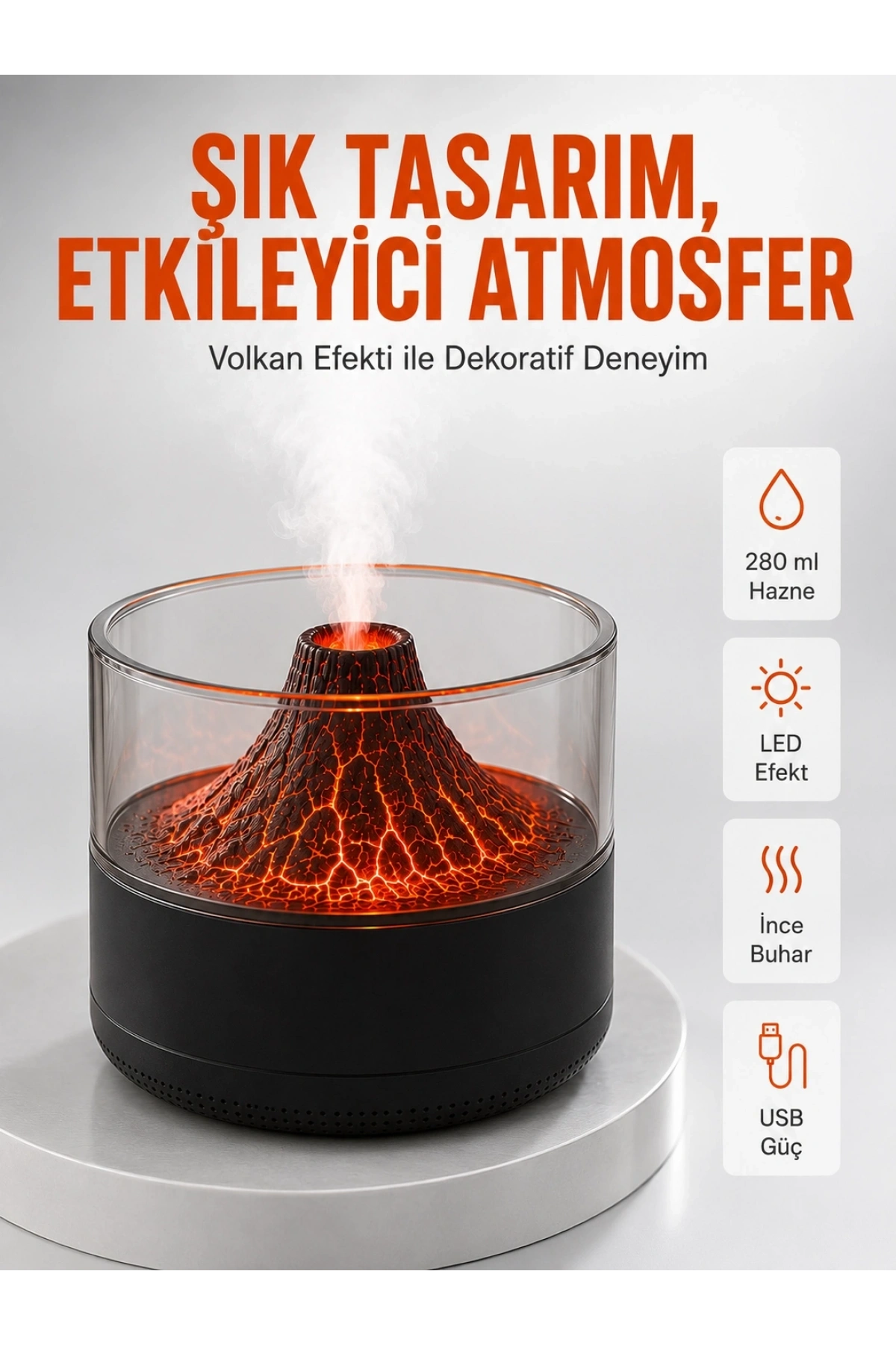 Su Hazneli LED Işıklı Aromaterapi Difüzörü