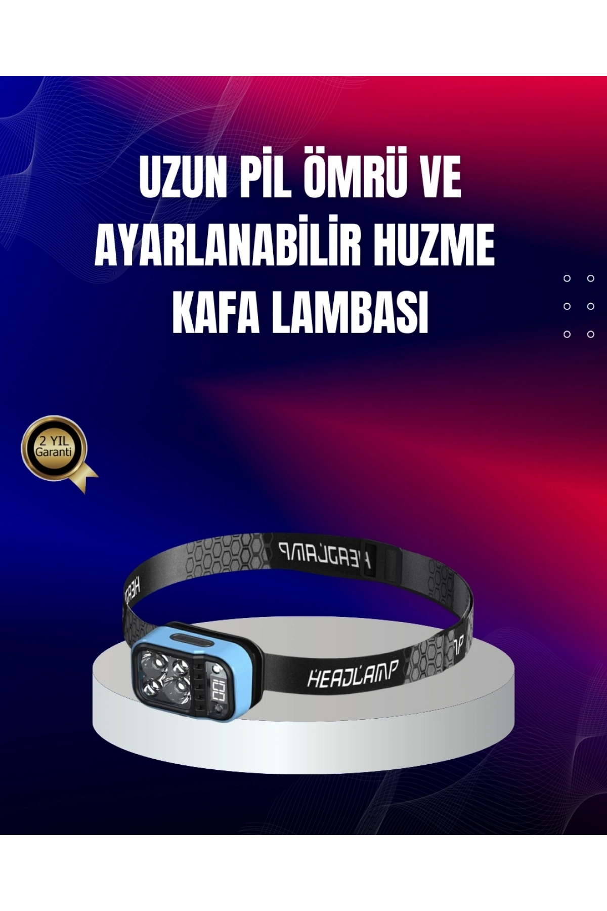 Süper Parlak LED Kafa Feneri 3 Renk 53 Mod Type C Şarjlı
