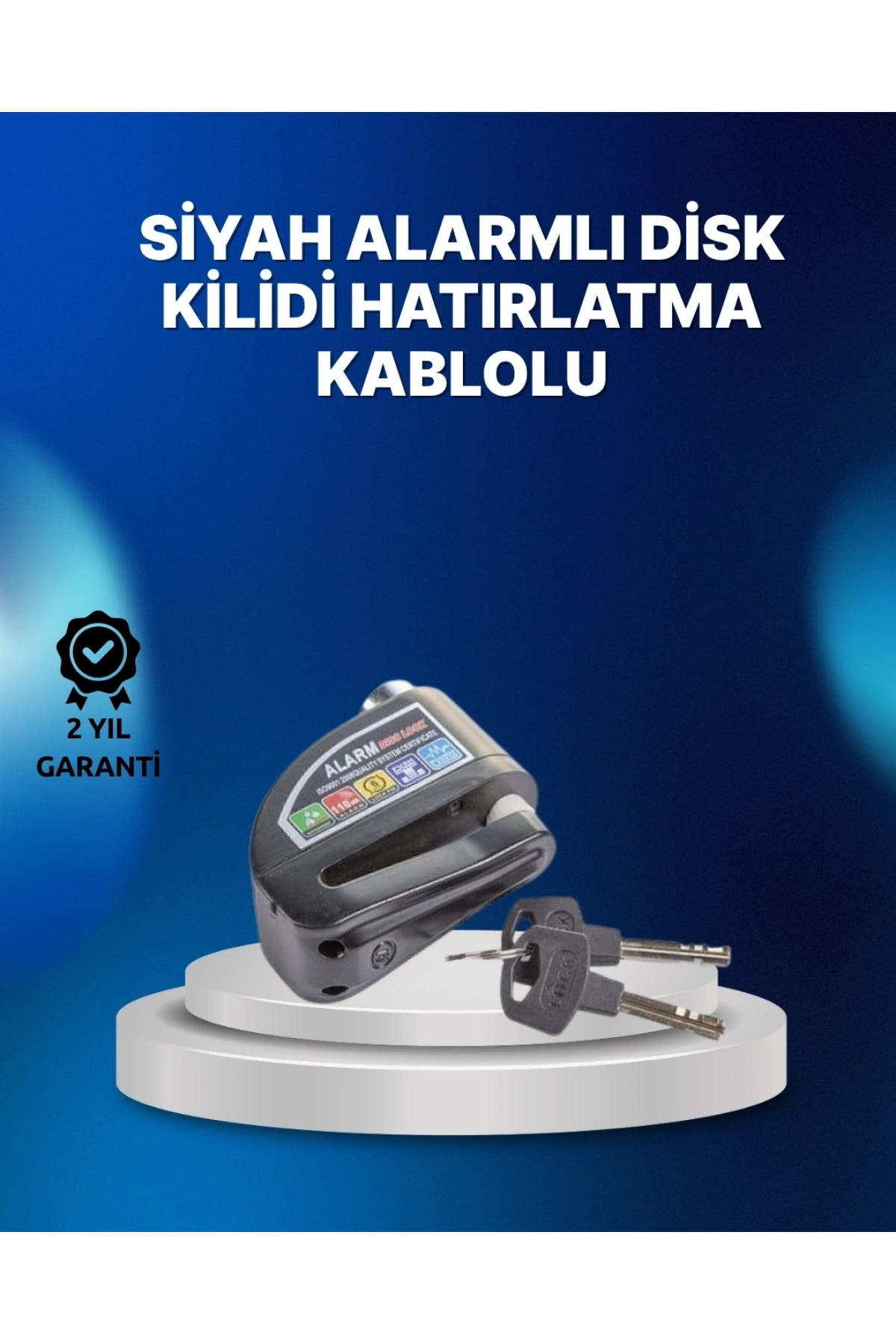 Suya Dayanıklı 110dB Alarmlı Çelik Disk Kilidi