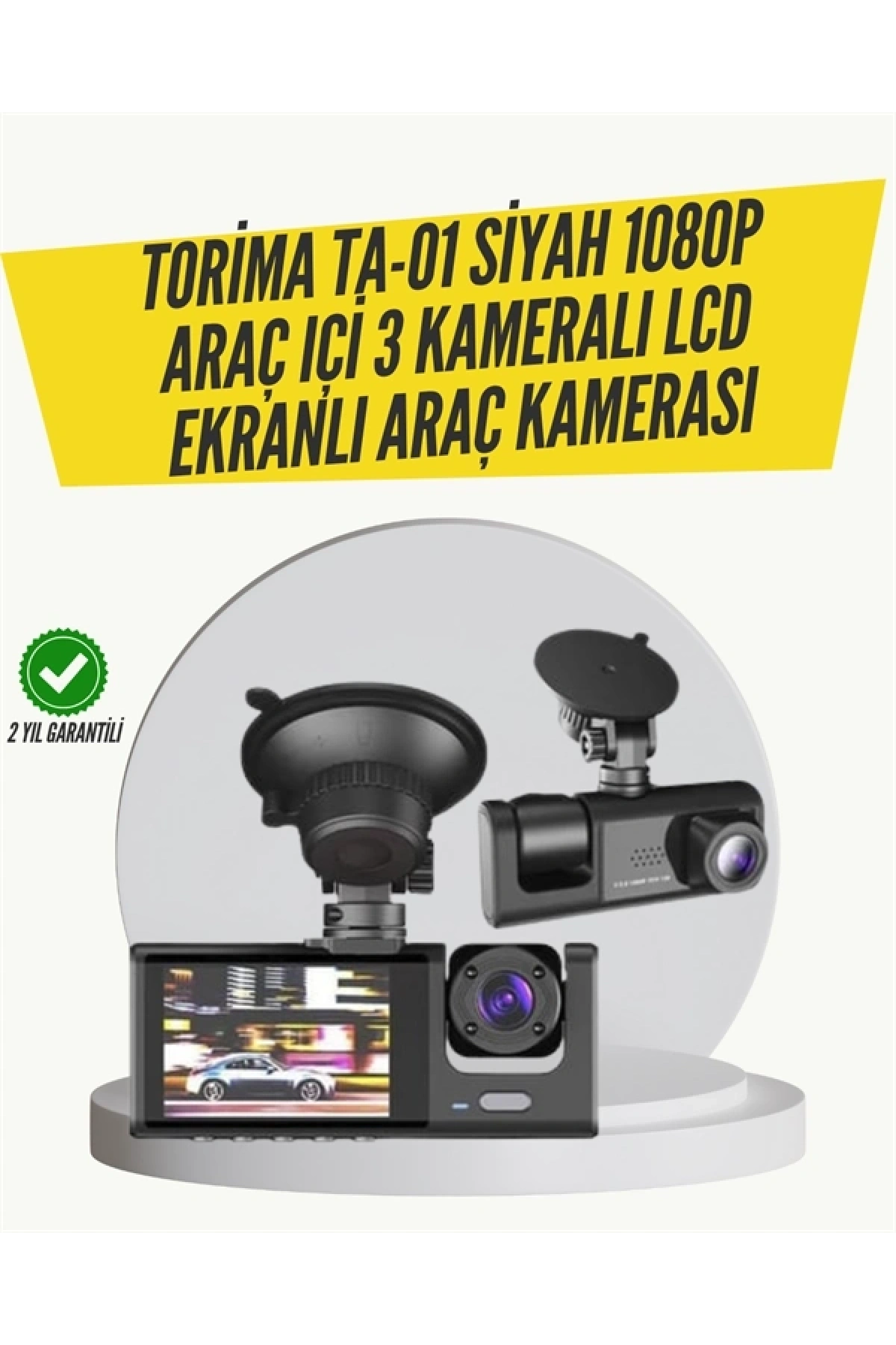 TA-01 3 Kameralı 1080P Araç Kamerası Siyah