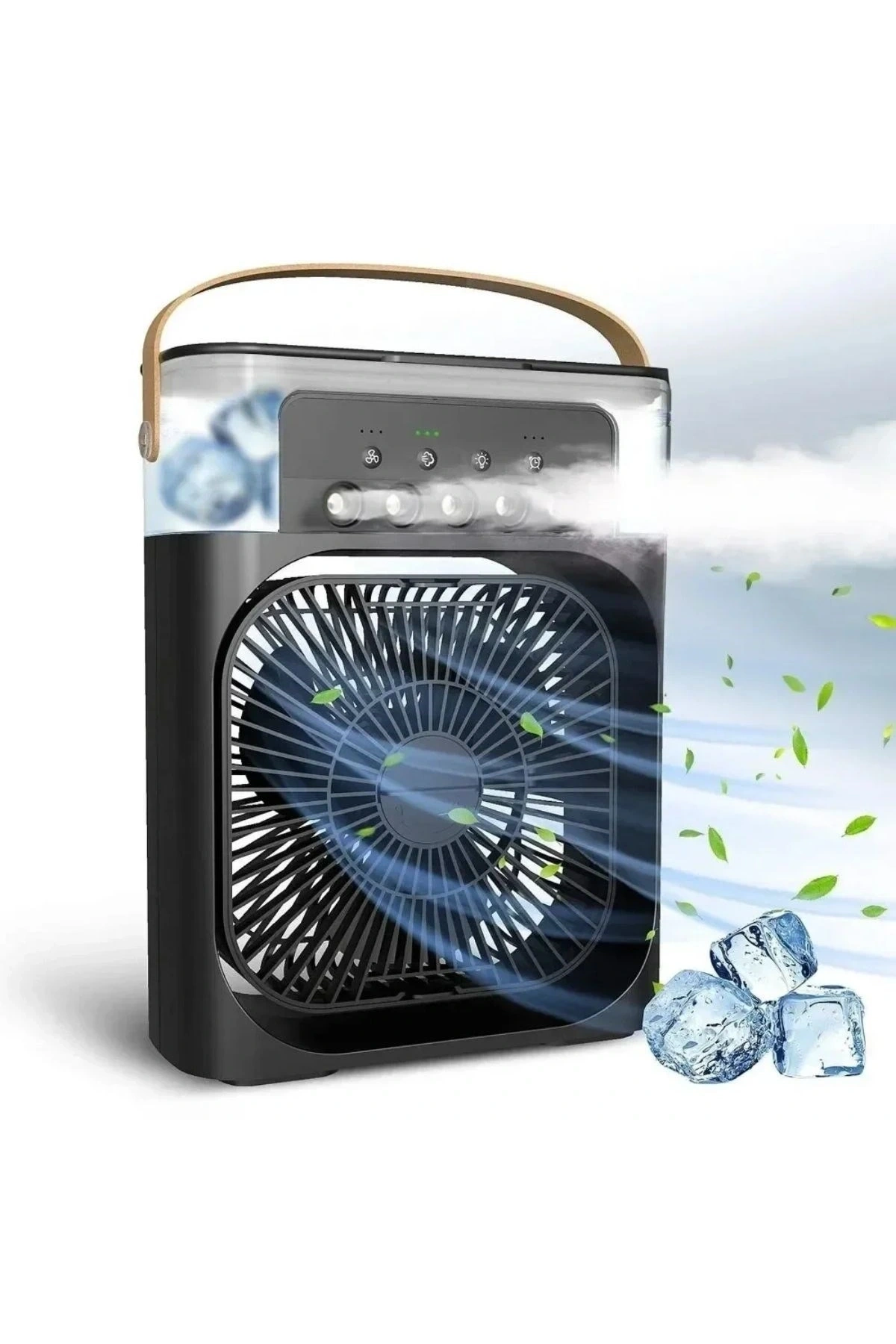 Taşınabilir 3 Farklı Mod Ayarlı 7 Farklı Led Işıklı Sulu Soğutmalı Taşınabilir Masaüstü USB Fan Vantilatör (5047)