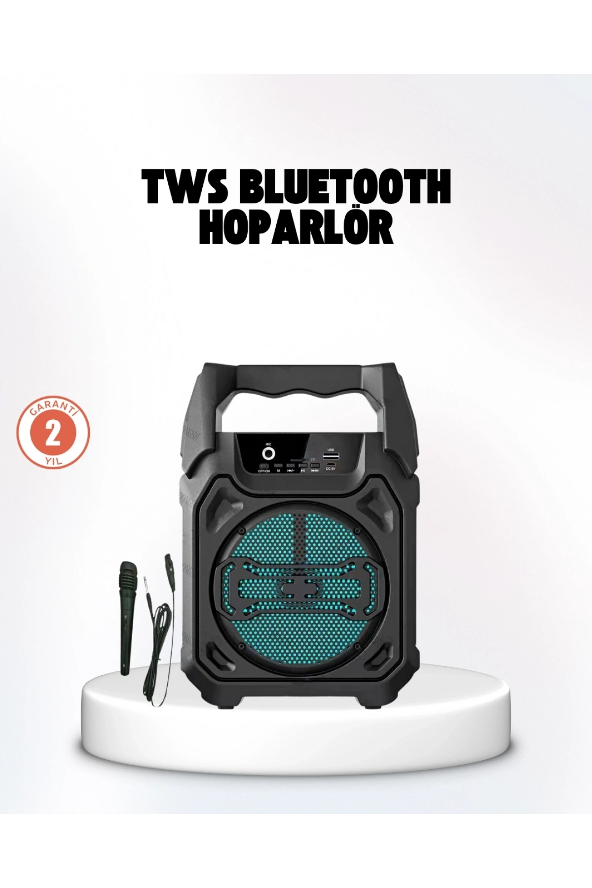 Taşınabilir 6.5” Bluetooth Hoparlör USB TF Kart Mikrofonlu Şarjlı Sistem