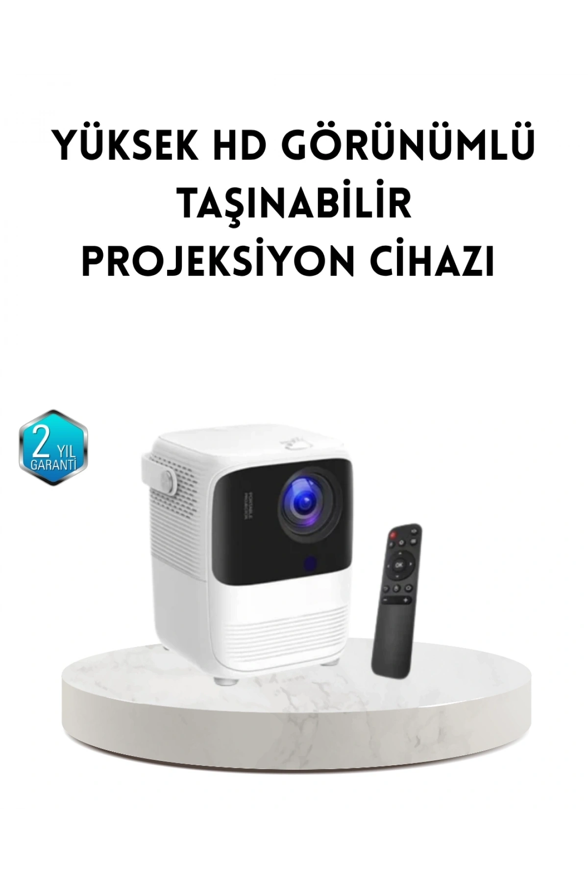 Taşınabilir Akıllı 1080P Projektör – 64GB Hafıza, 2GB RAM, Full HD Görüntü, Kumandalı