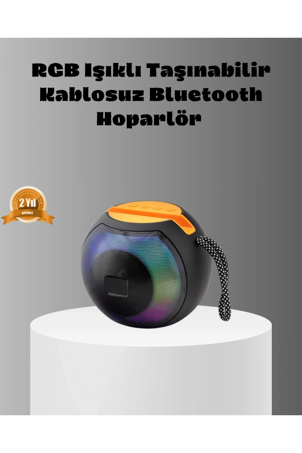 Taşınabilir Bluetooth Hoparlör – RGB Işıklı, Güçlü Bas ve 8 Saat Pil Ömrü