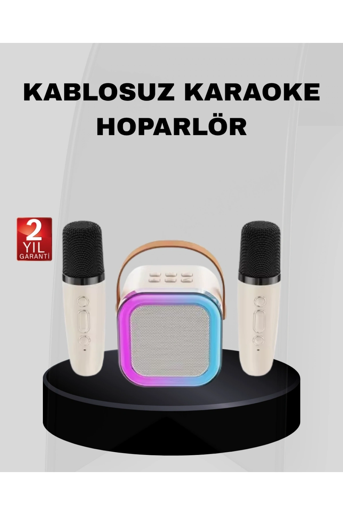 Taşınabilir Karaoke Hoparlör Bluetooth 5.0 ve Çift Mikrofonlu