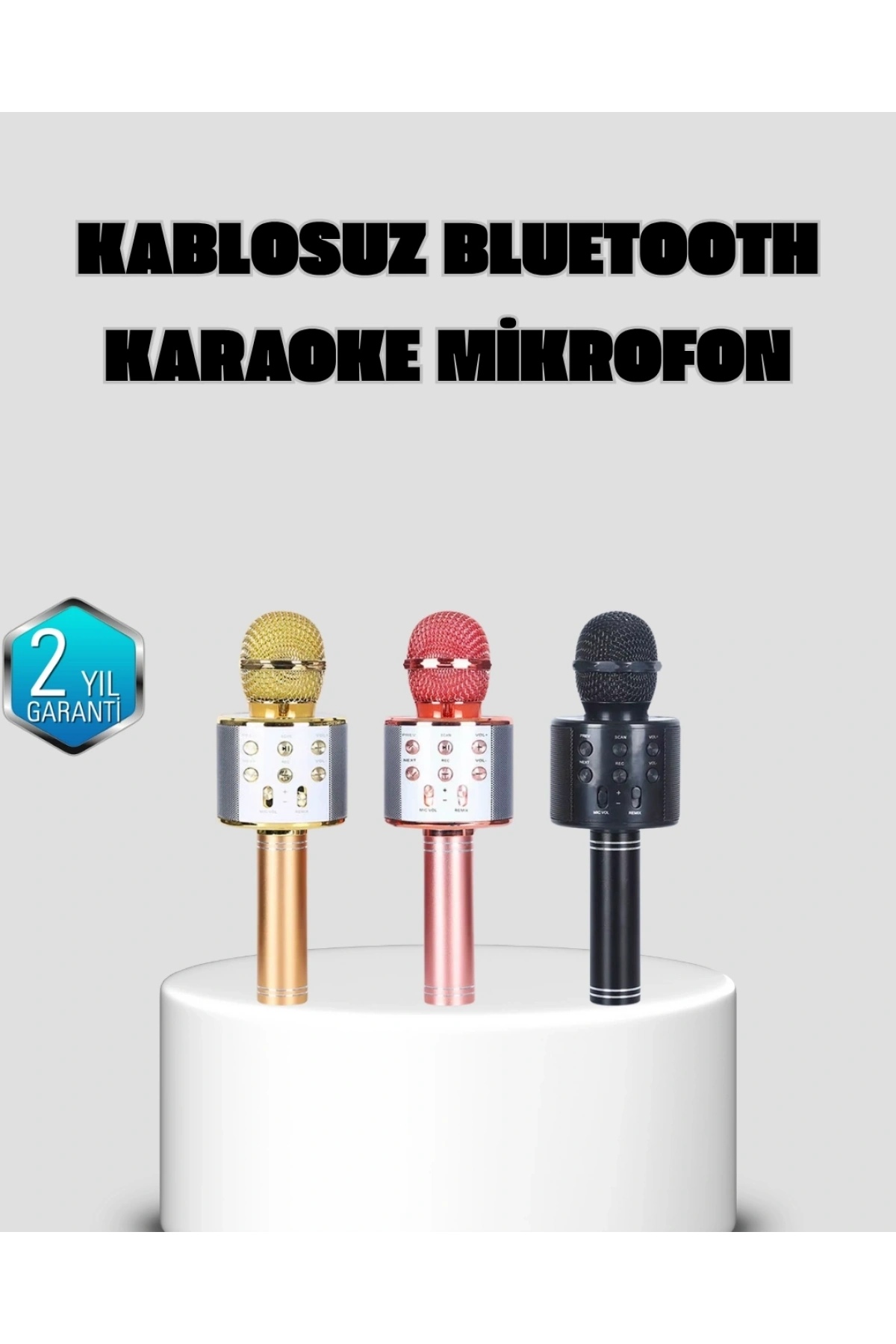 Taşınabilir Karaoke Mikrofon – Bluetooth, USB ve AUX Girişli