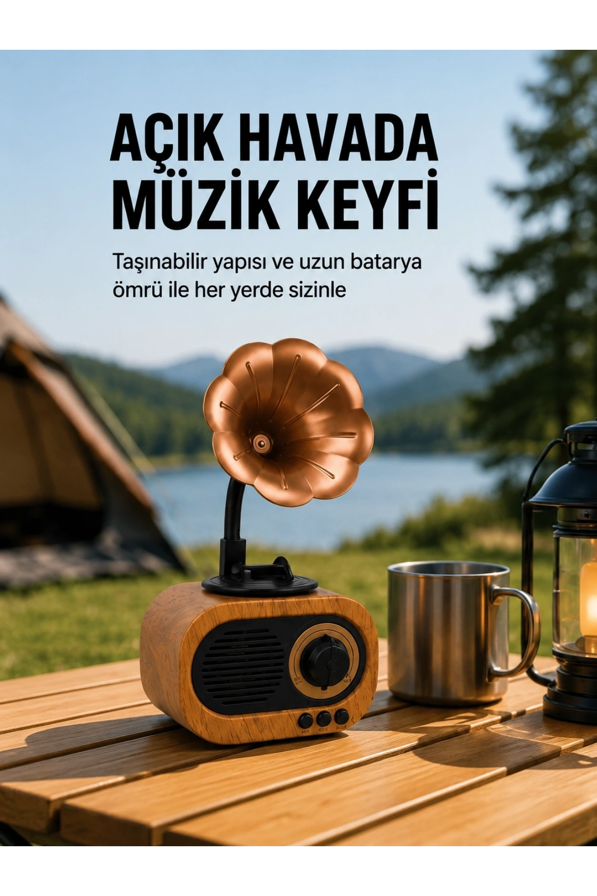 Taşınabilir Mini Retro Radyo Bluetooth Hoparlör USB SD AUX Destekli