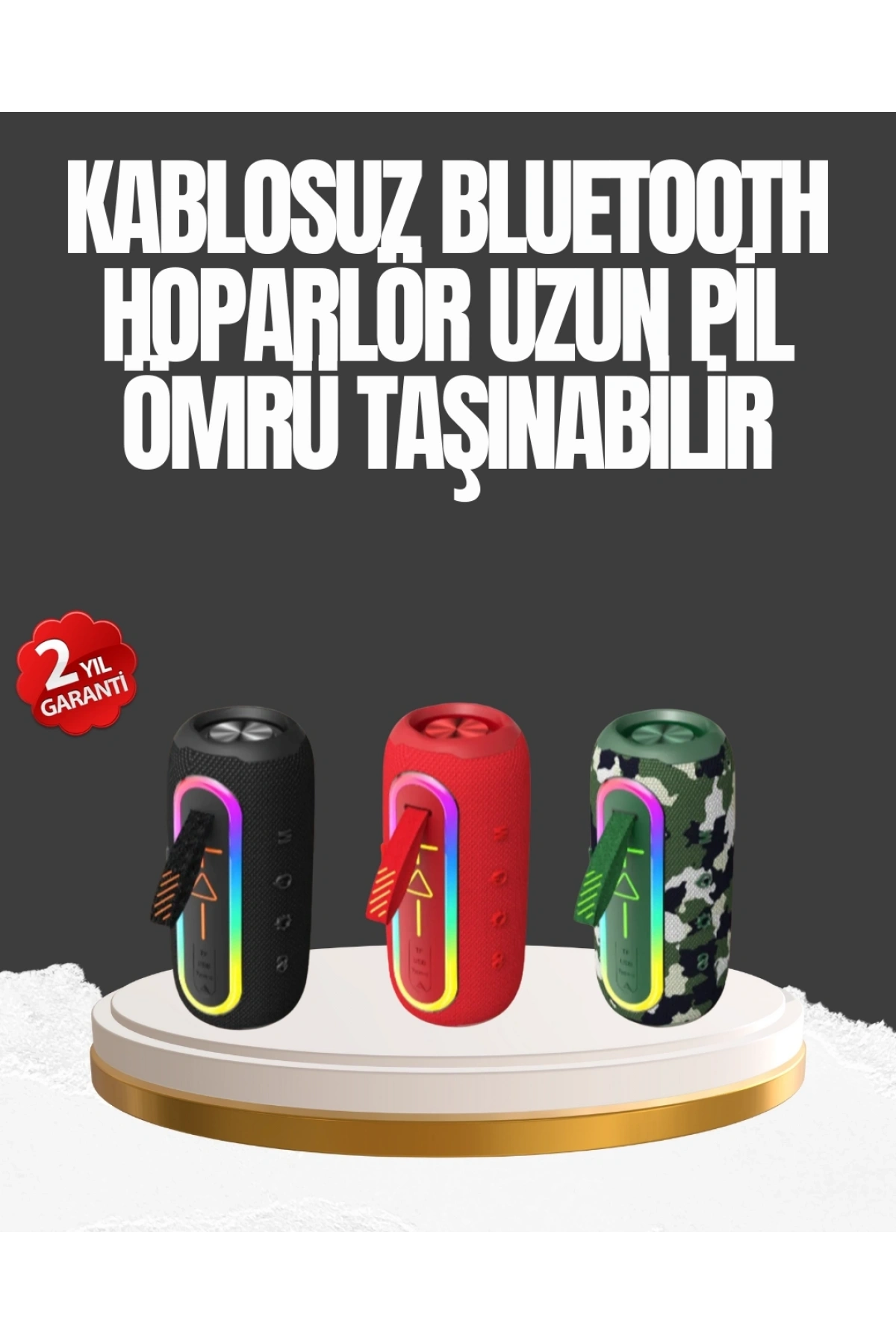 Taşınabilir Şarjlı Bluetooth Hoparlör Güçlü Bas