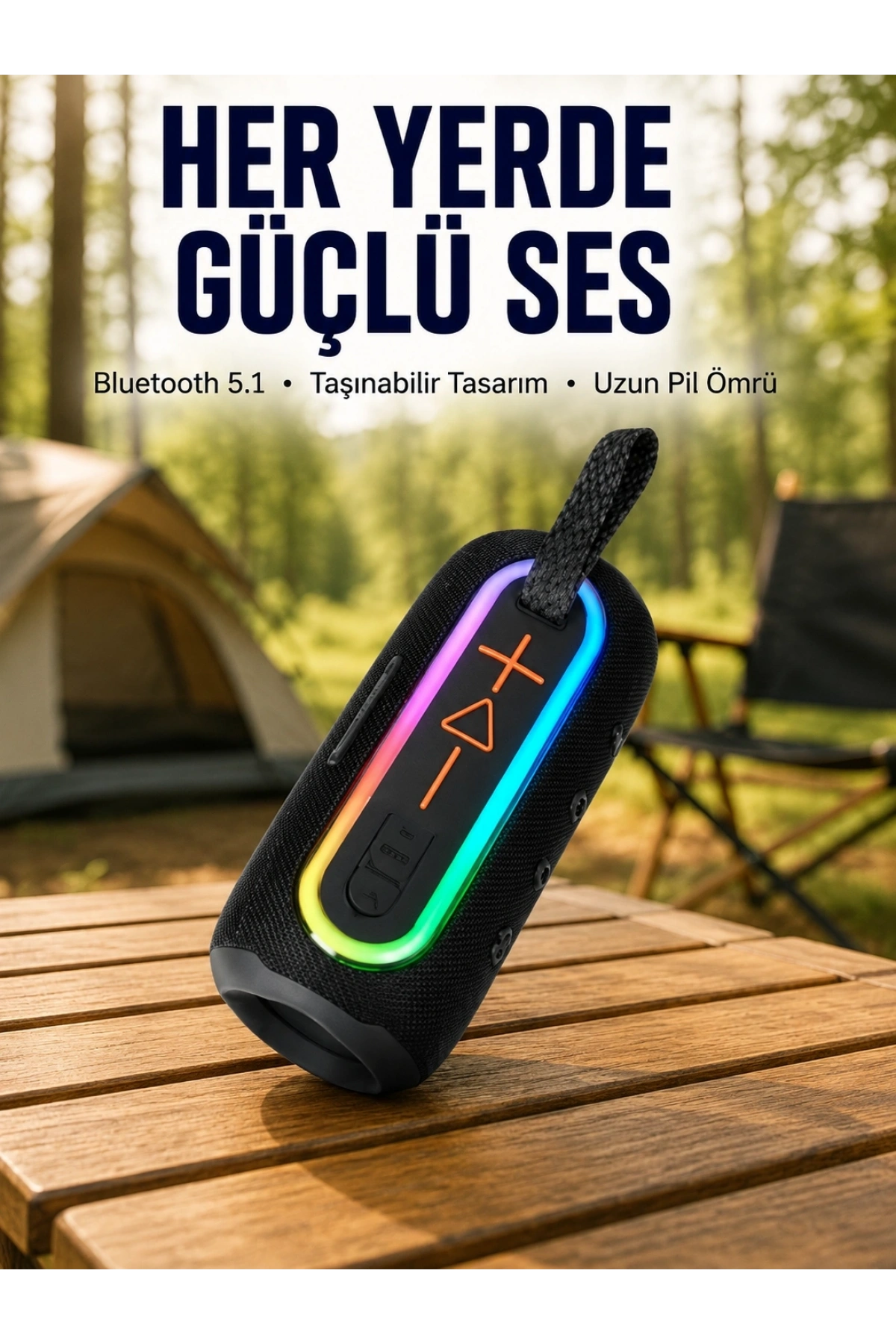 Taşınabilir Şarjlı Bluetooth Hoparlör Güçlü Bas Yeni Nesil