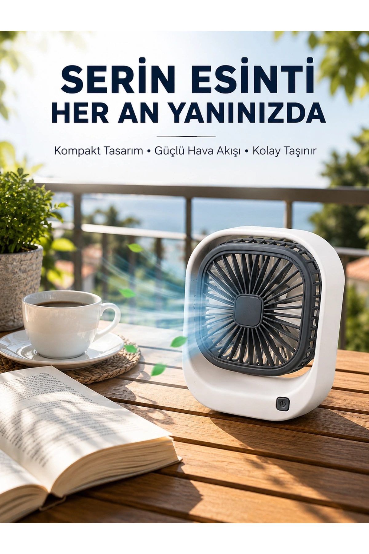 Taşınabilir Şarjlı Masa Fanı Sessiz ve Güçlü Fan Sistemli