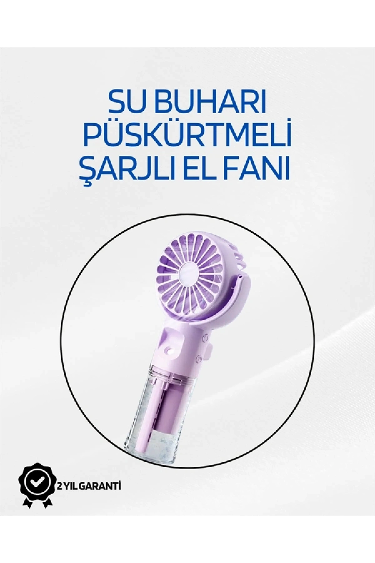 Taşınabilir Şarjlı Su Sisi Püskürtmeli Mini El Fanı – 4 Hız Ayarı, Tip-C Şarjlı, Sessiz Motor