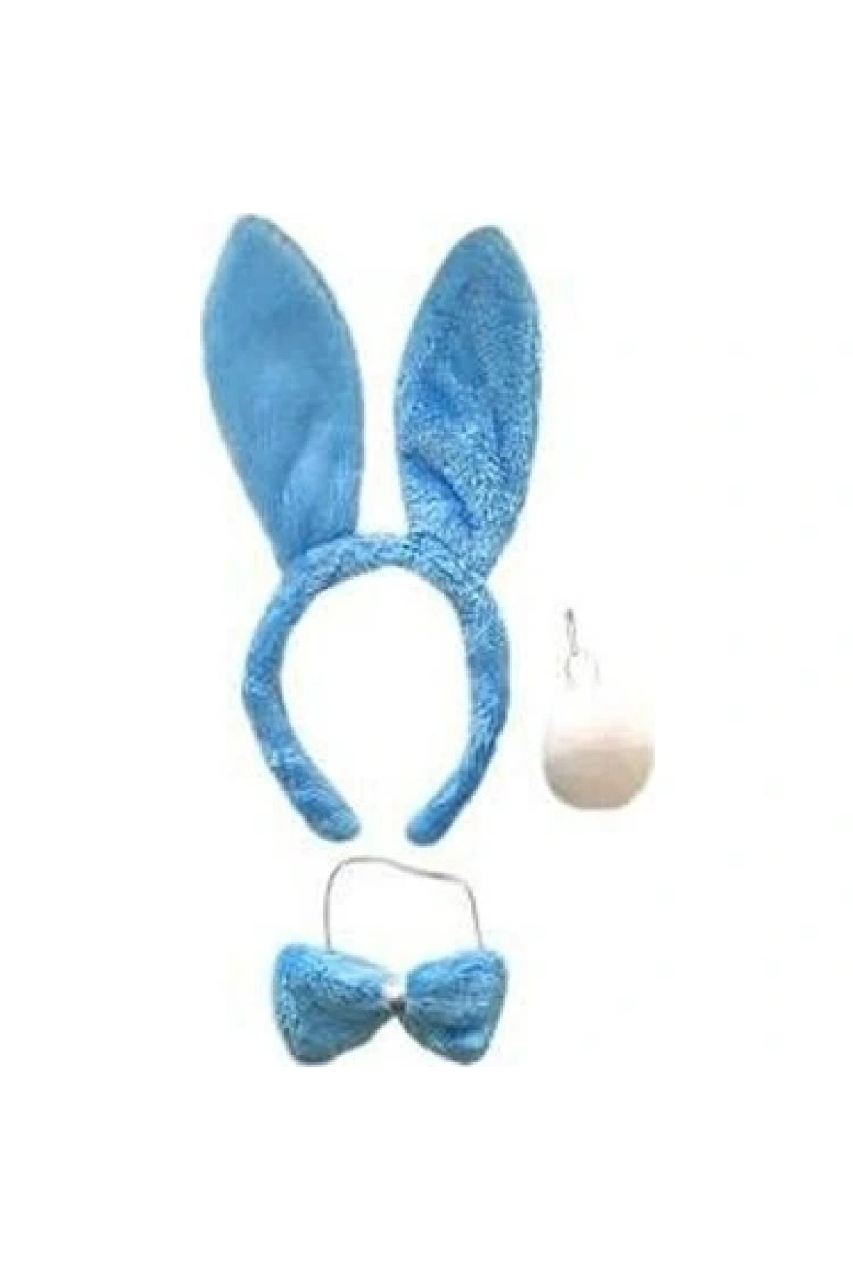 Tavşan Kostüm Seti Taç Papyon Ponpon Kuyruk Mavi (5047)